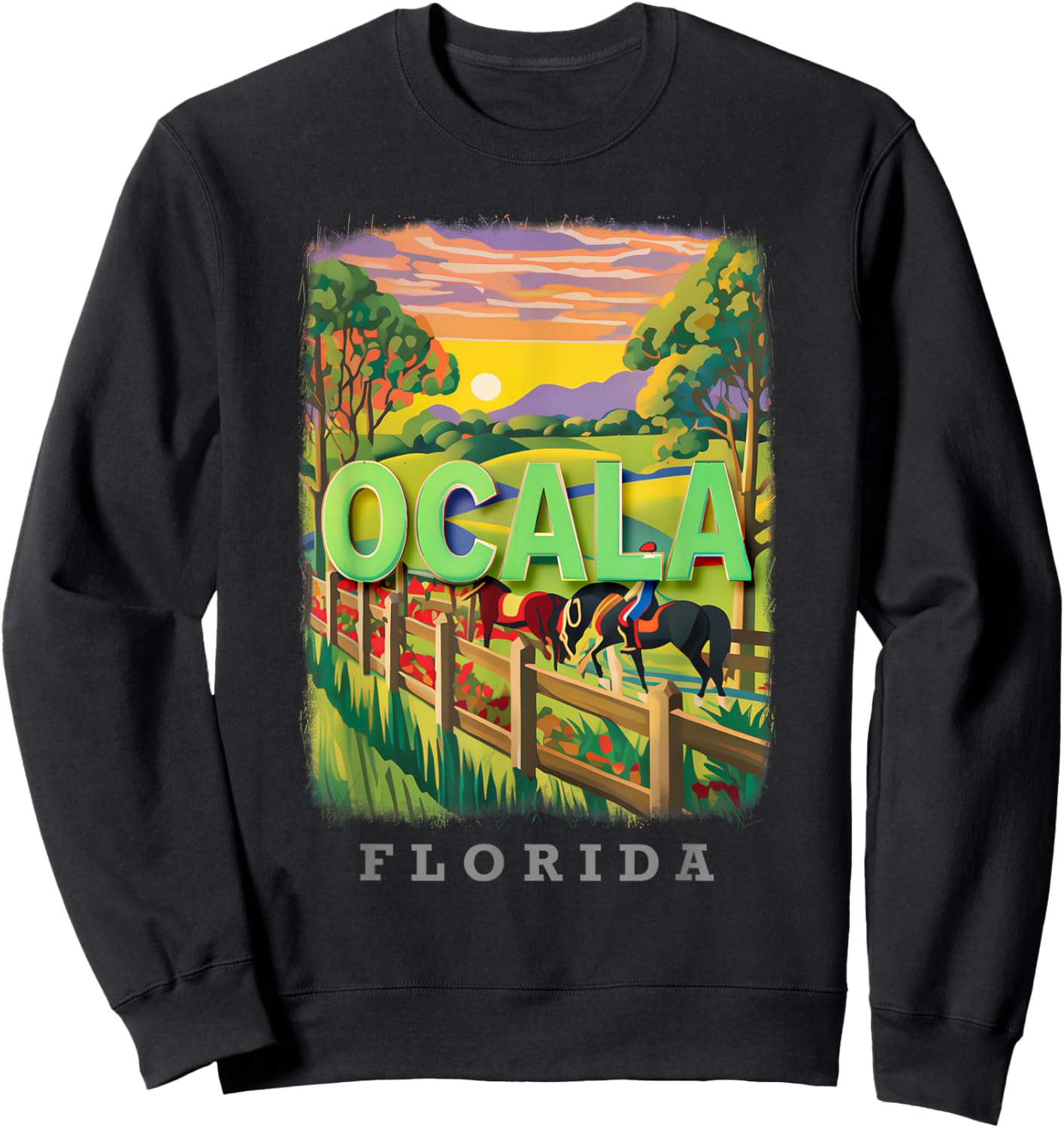 Ocala Florida FL Horse Country Bliss SD634 Sweatshirt - Sweatshirt | Black