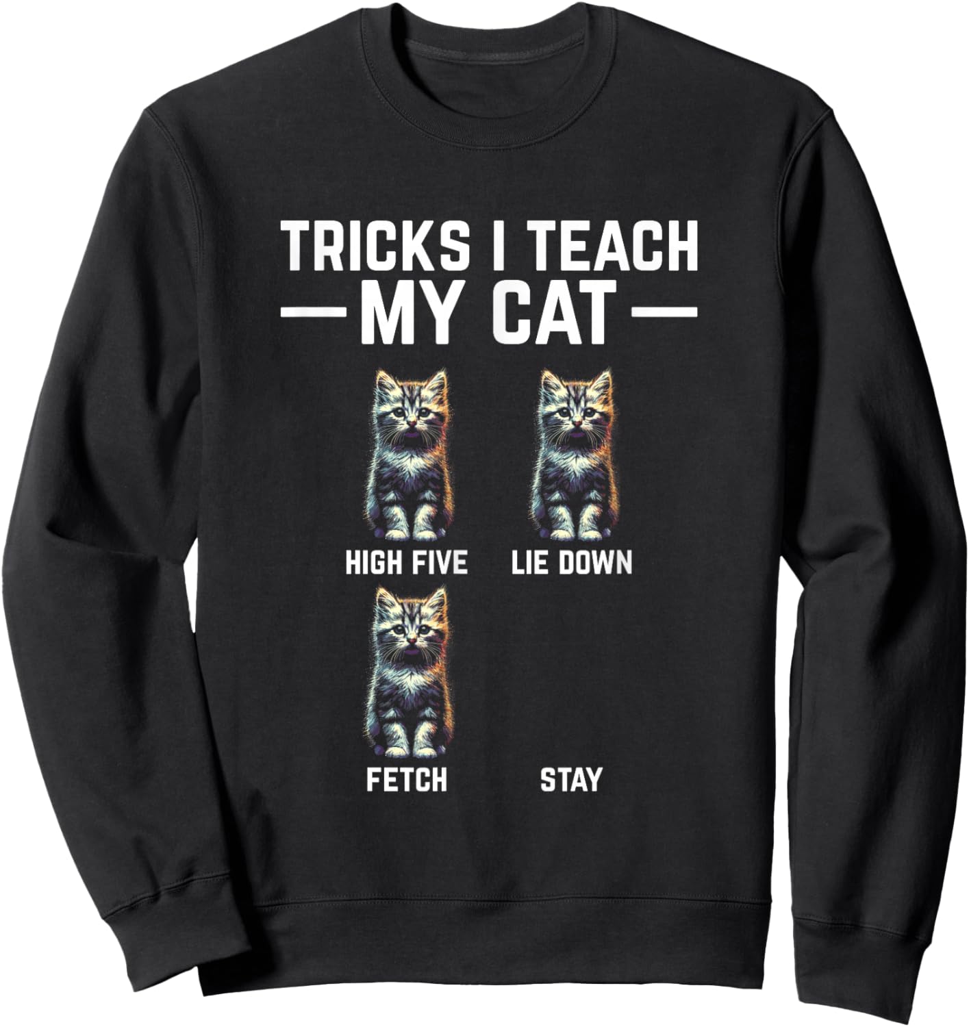 Tricks I Teach My Cat - Funny Cat Owner Kitten Dad Mom Kitty Sweatshirt - Sweatshirt | Black