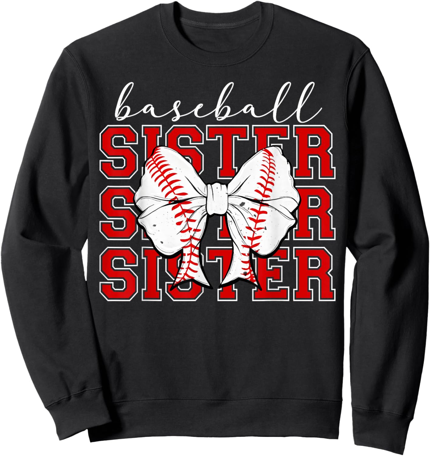 Baseball Sister Vintage Sport Lover Sister Mothers Da Sweatshirt - Sweatshirt | Black