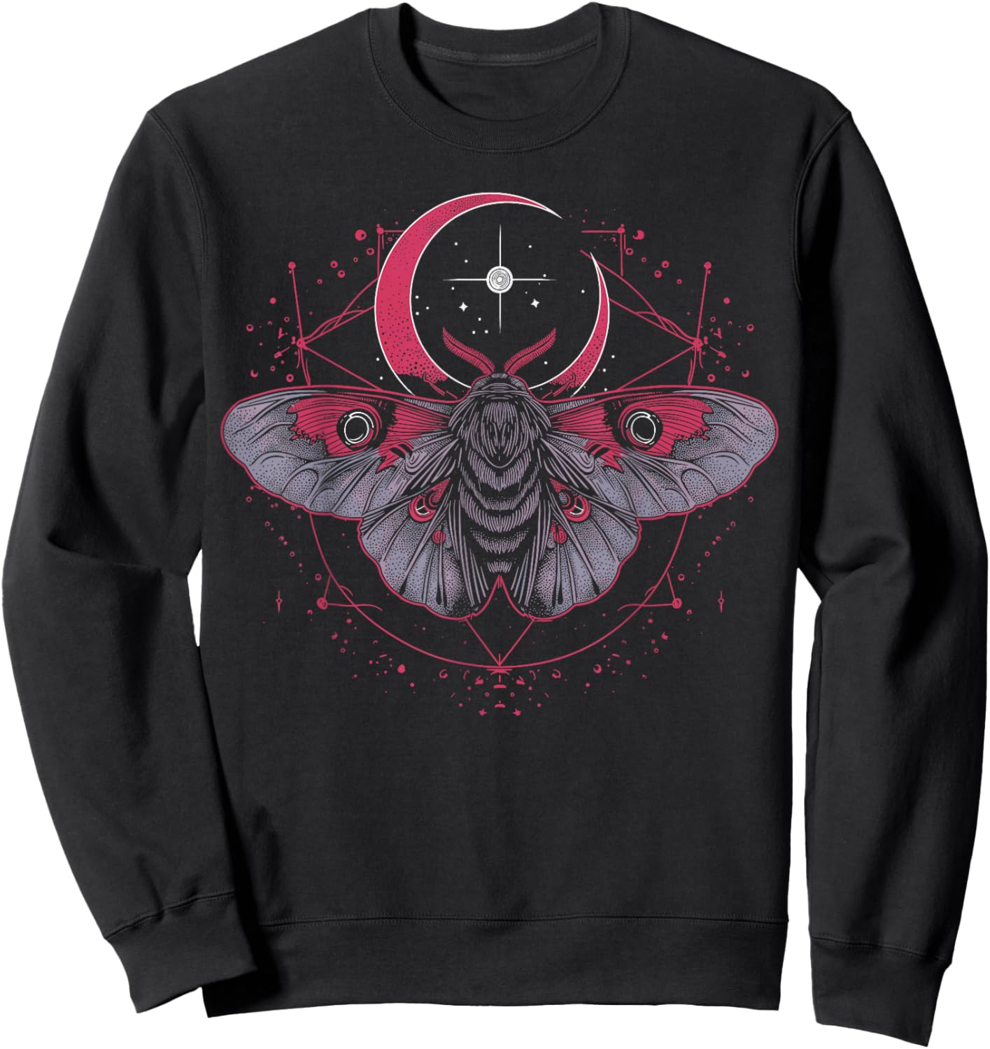 Celestial Moon Moth | Gothic Goth Witch Occult Aesthetic Sweatshirt - Sweatshirt | Black