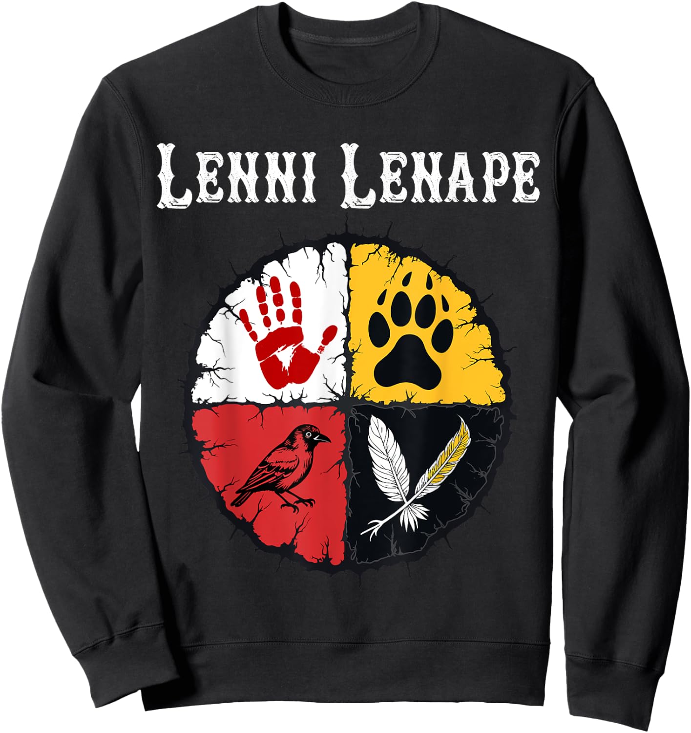 Lenni Lenape Delaware Native American Medicine Wheel Sweatshirt - Sweatshirt | Black