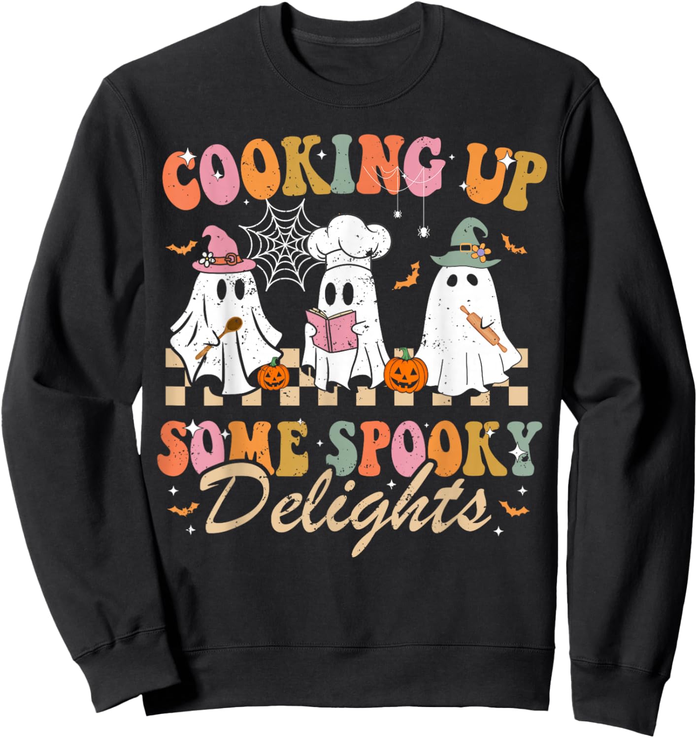 Funny Ghost Cooking For Cook and Kitchen Lovers Halloween Sweatshirt - Sweatshirt | Black