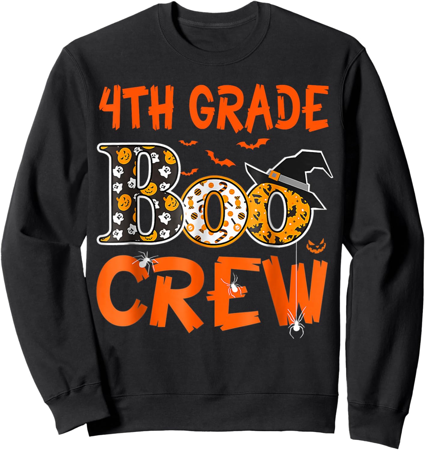 4th Grade Boo Crew Teacher Student Funny Halloween Sweatshirt - Sweatshirt | Black