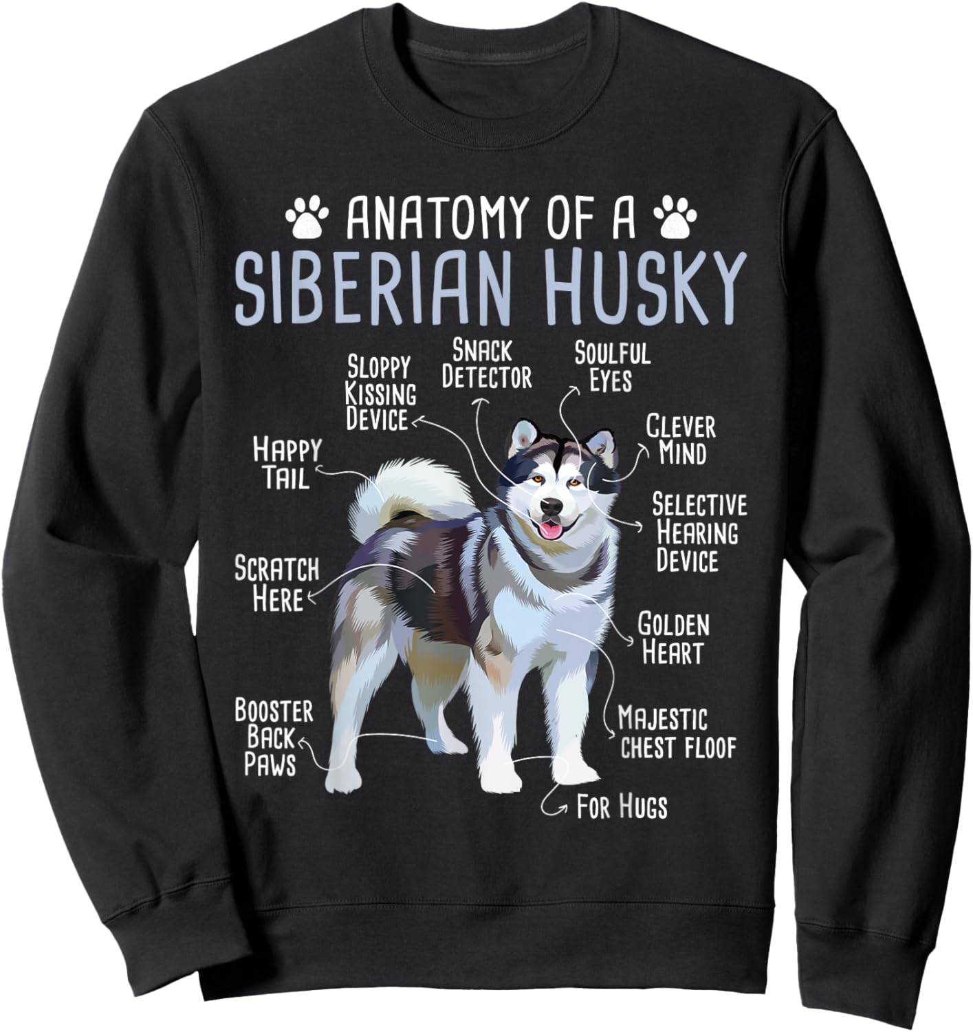 Anatomy Of A Siberian Husky - Dog Breeder Pet Trainer Puppy Sweatshirt - Sweatshirt | Black
