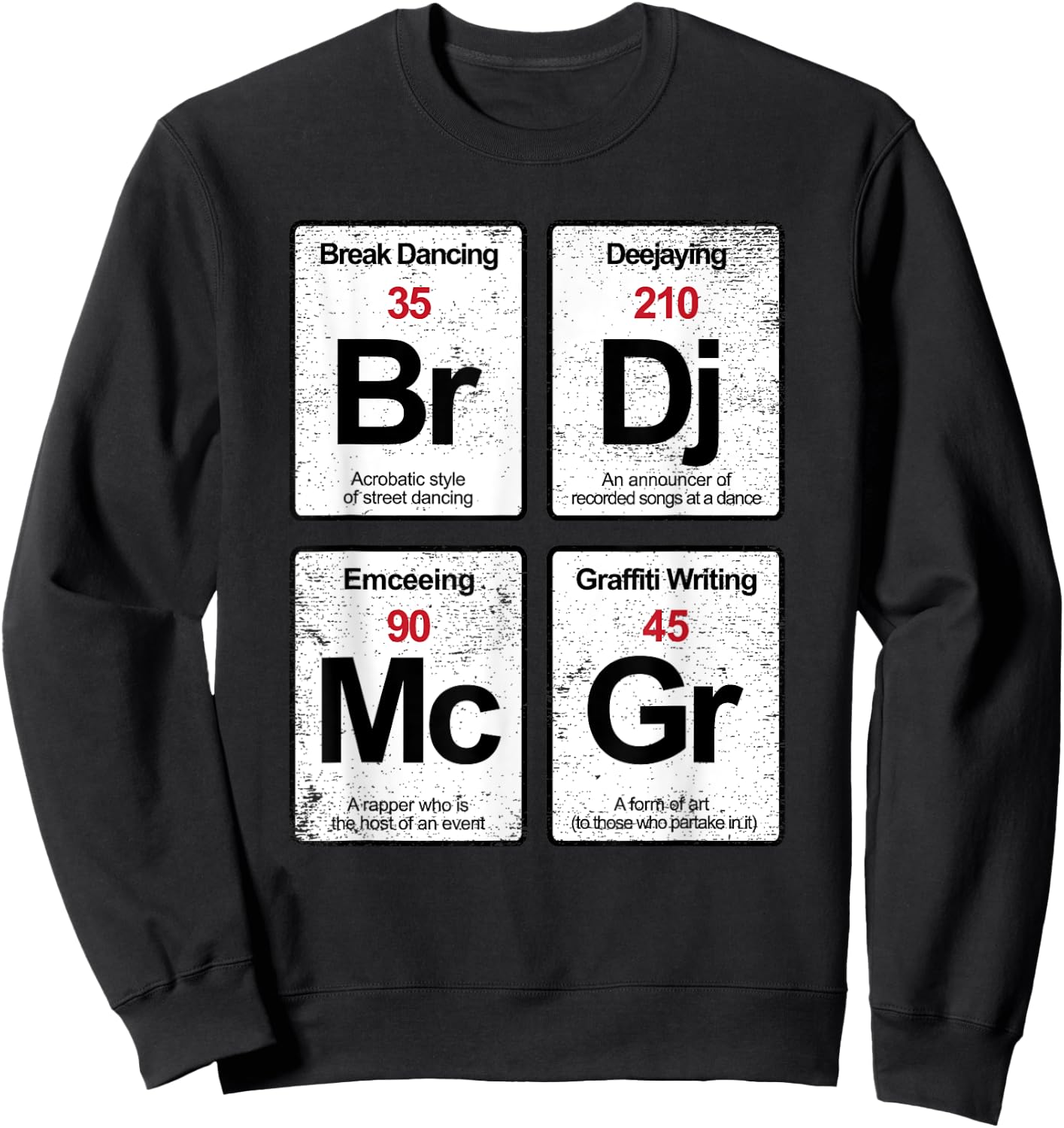 Elements of Hip Hop Rap music distressed gift Sweatshirt - Sweatshirt | Black