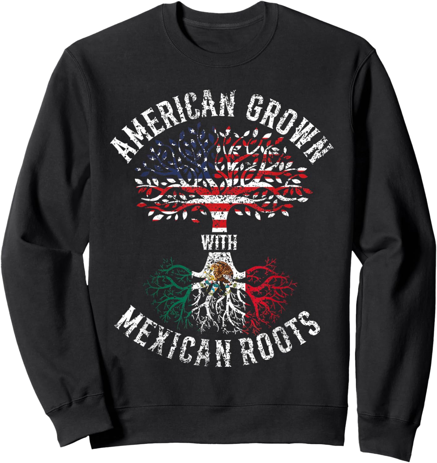 American Grown with Mexican Roots USA Mexico Sweatshirt - Sweatshirt | Black