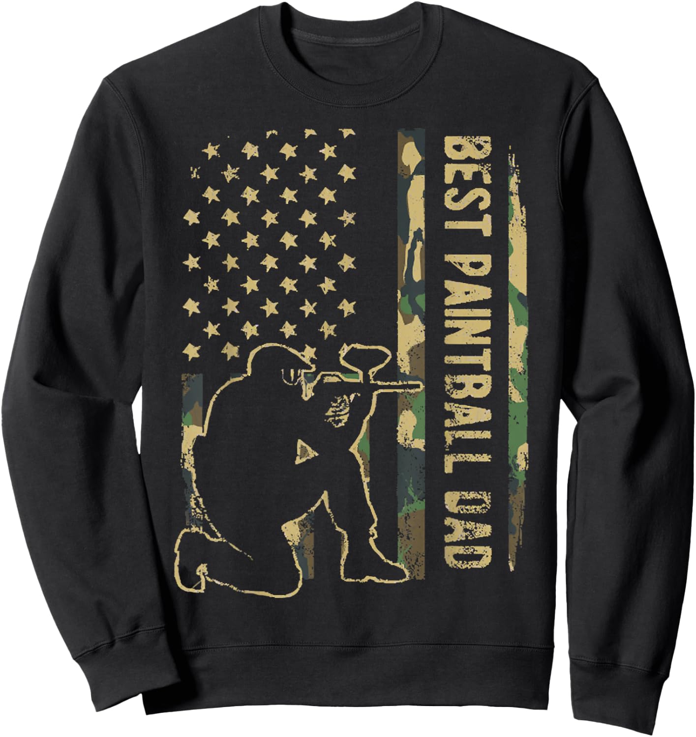 Paintball Dad Camouflage American Flag Fathers Day Gift Men Sweatshirt - Sweatshirt | Black