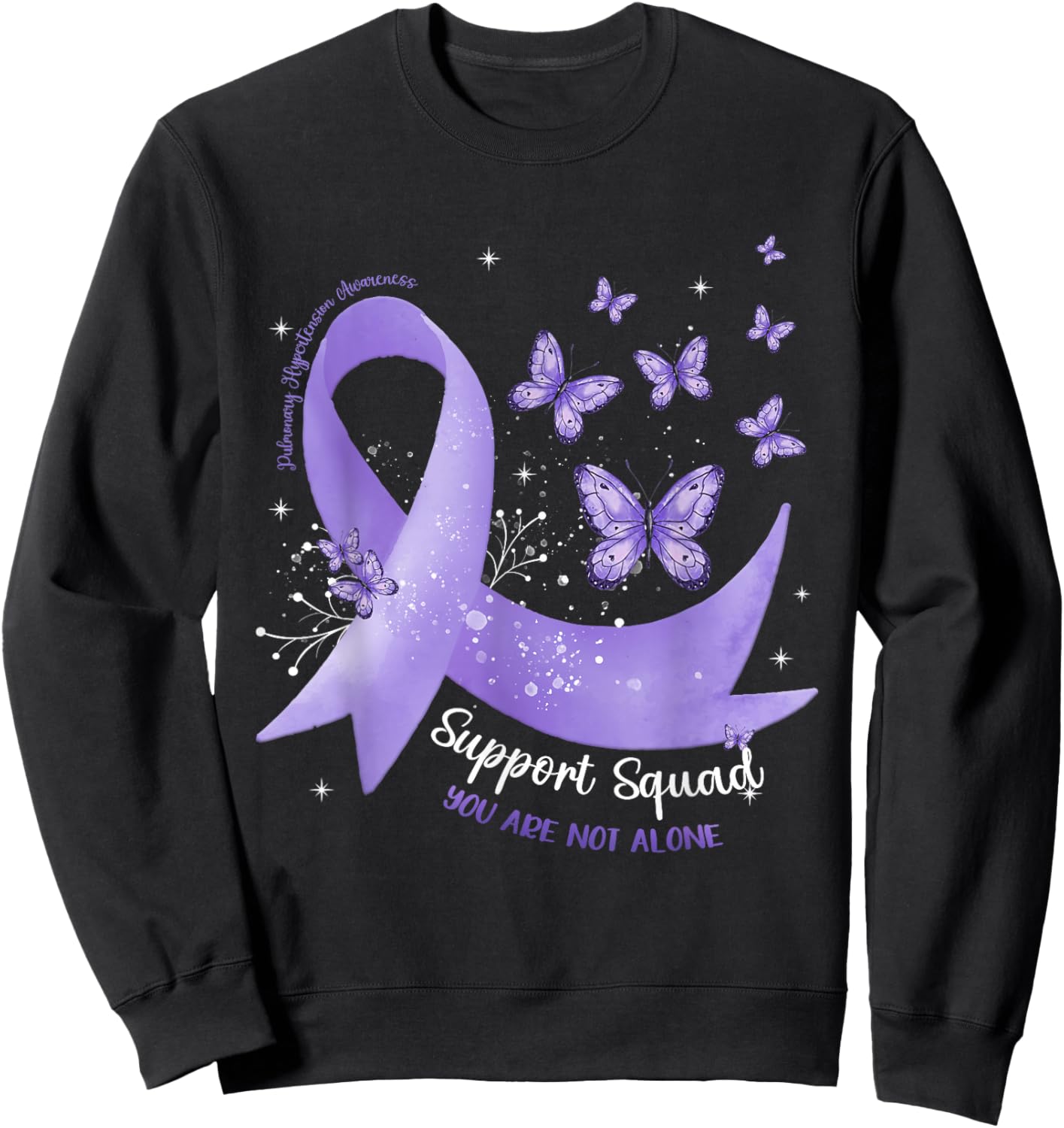 Support Squad Periwinkle Ribbon Pulmonary Hypertension Sweatshirt - Sweatshirt | Black