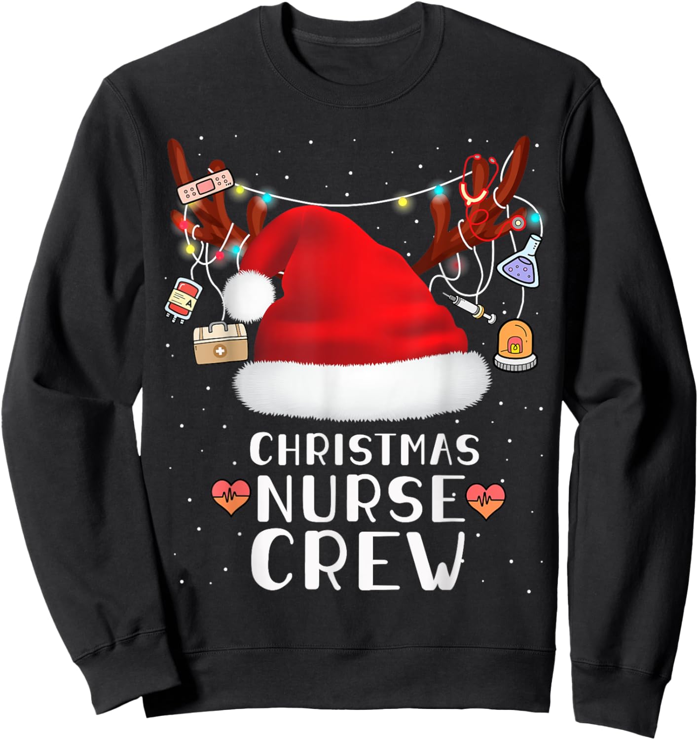 Nurse Crew Christmas Cute Merry Xmas Party Crew Women Sweatshirt - Sweatshirt | Black