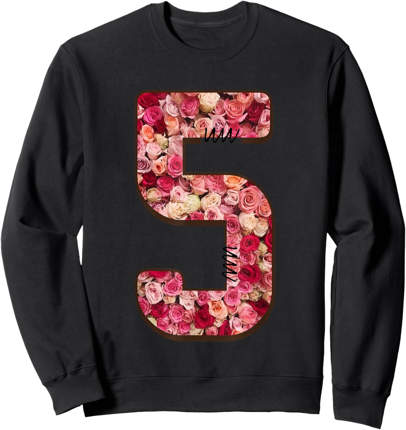 Number 5 Roses Blossoms Petals Sweatshirt - Sweatshirt | Black