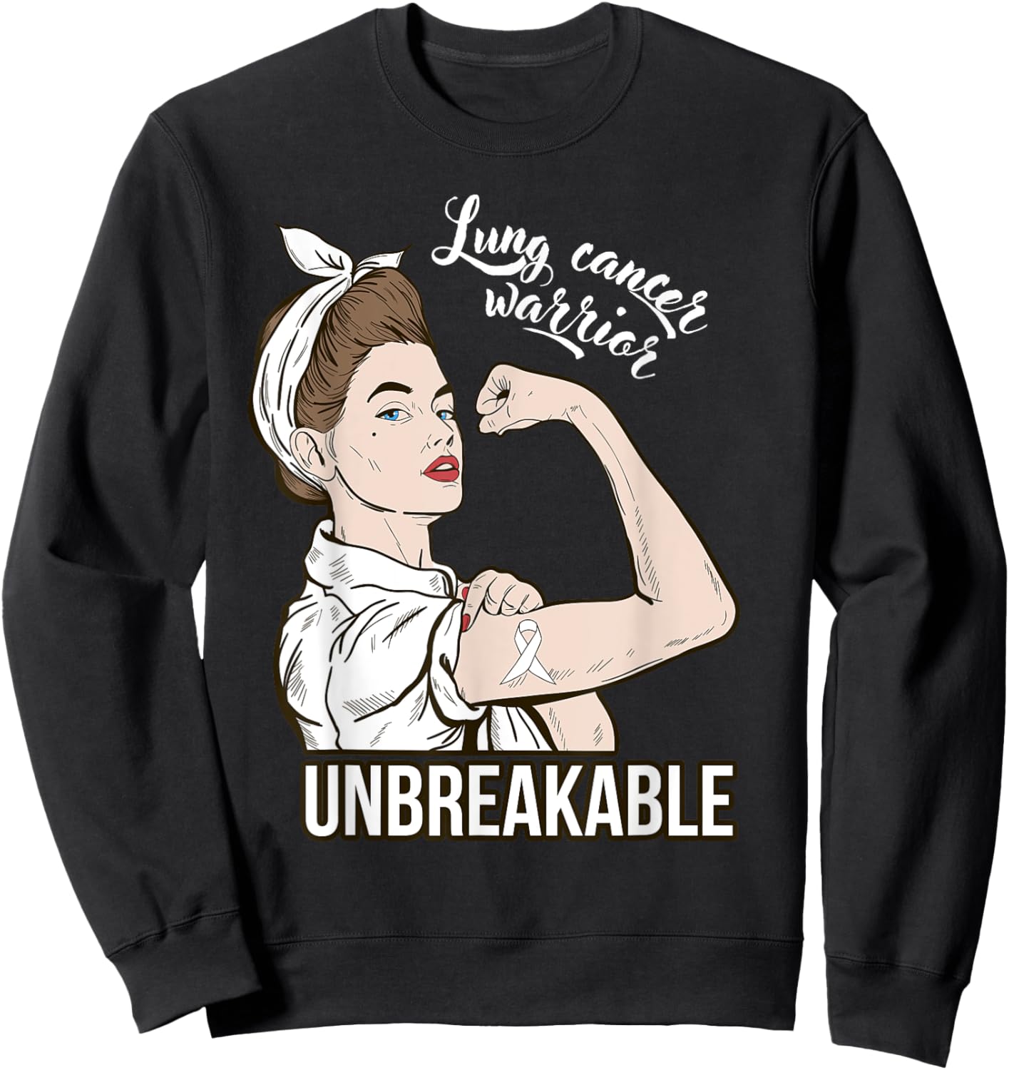 Lung Cancer Awareness Warrior Unbreakable Support Sweatshirt - Sweatshirt | Black