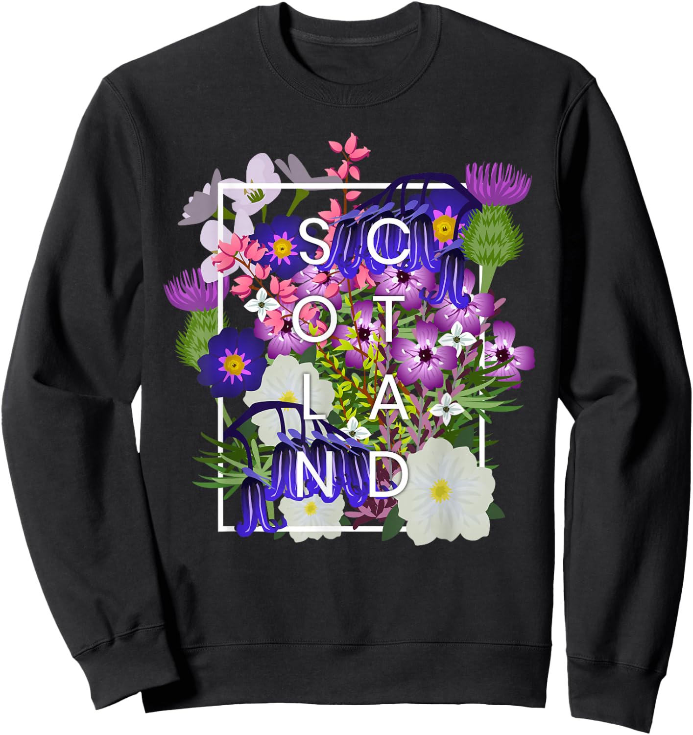 Flowers of Scotland Word Art - Scottish Pride Sweatshirt - Sweatshirt | Black