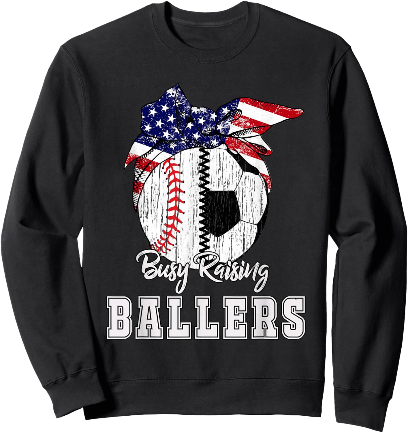 Busy Raising Ballers Baseball Soccer - Soccer mom Sweatshirt - Sweatshirt | Black