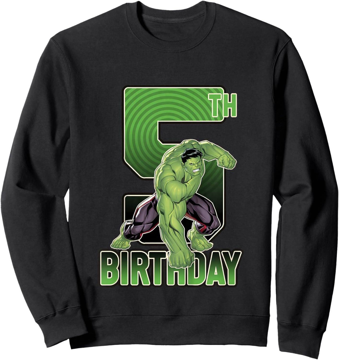 Kids Marvel Avengers Classic Incredible Hulk Smash 5th Birthday Sweatshirt - Sweatshirt | Black