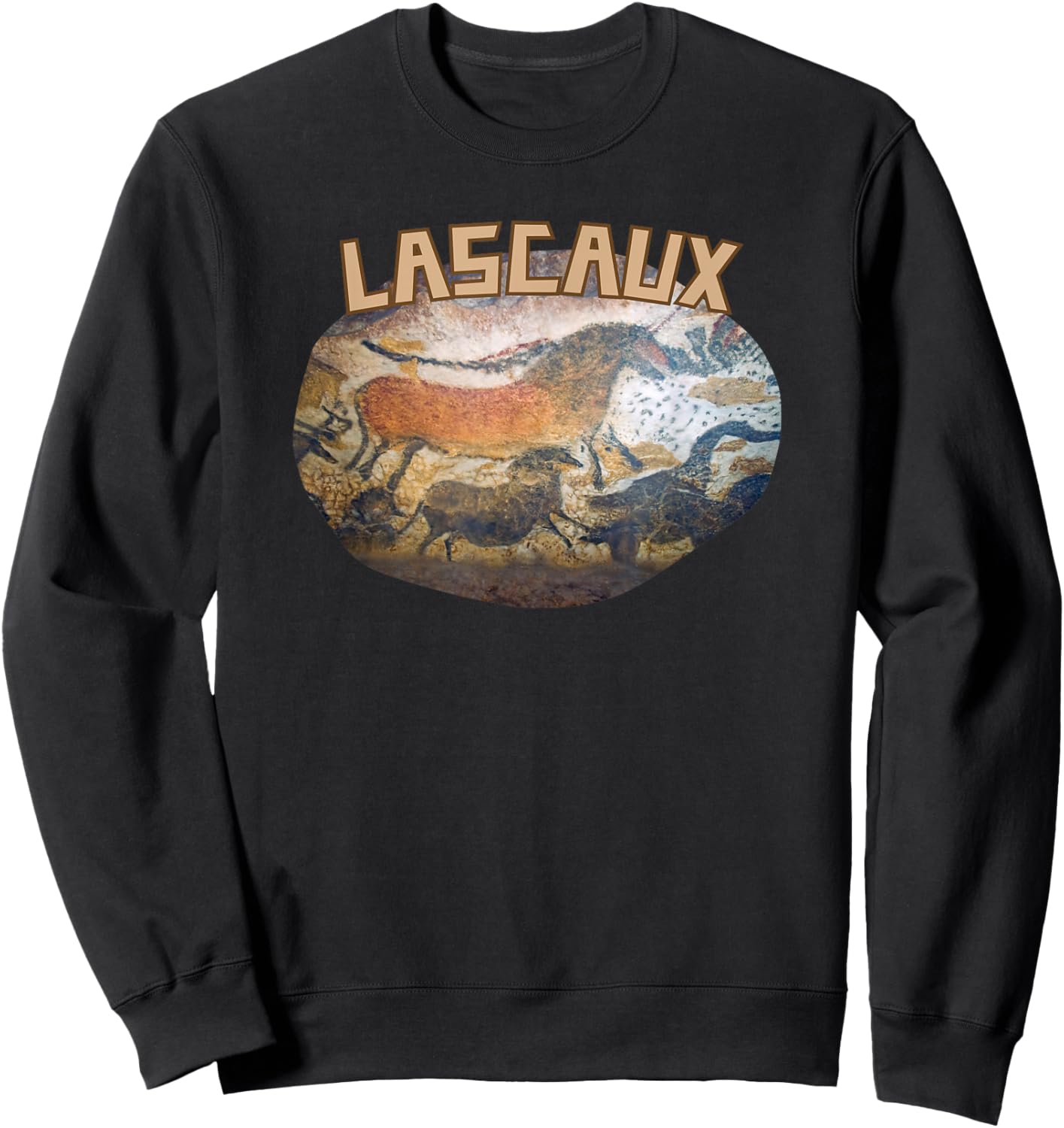 Lascaux Cave Painting Prehistoric Art Horses Parietal Art Sweatshirt - Sweatshirt | Black