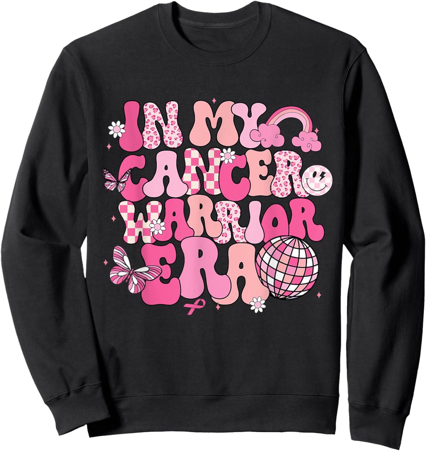 Groovy In My Cancer Warrior Era Breast Cancer Awareness Sweatshirt - Sweatshirt | Black