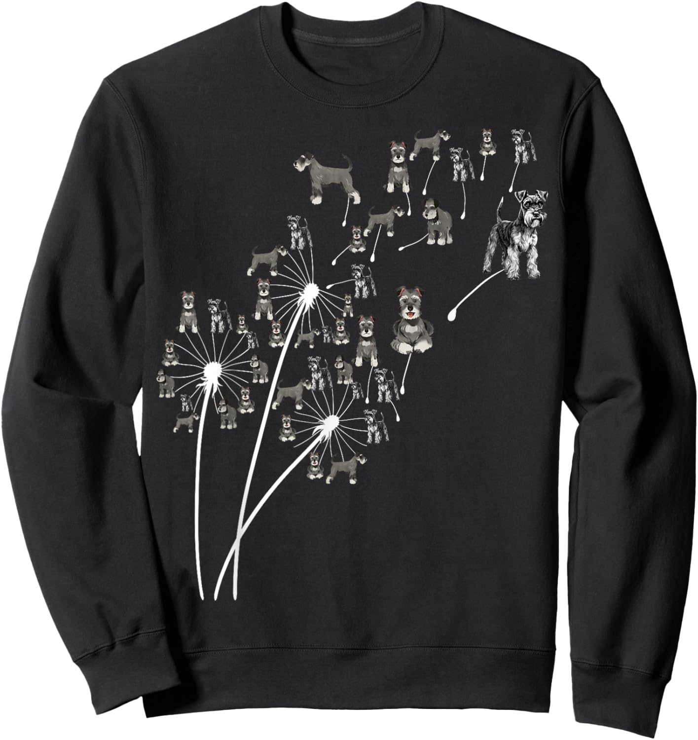 Dandelion Schnauzer Flower, Floral Miniature Schnauzer Tree Sweatshirt - Sweatshirt | Black