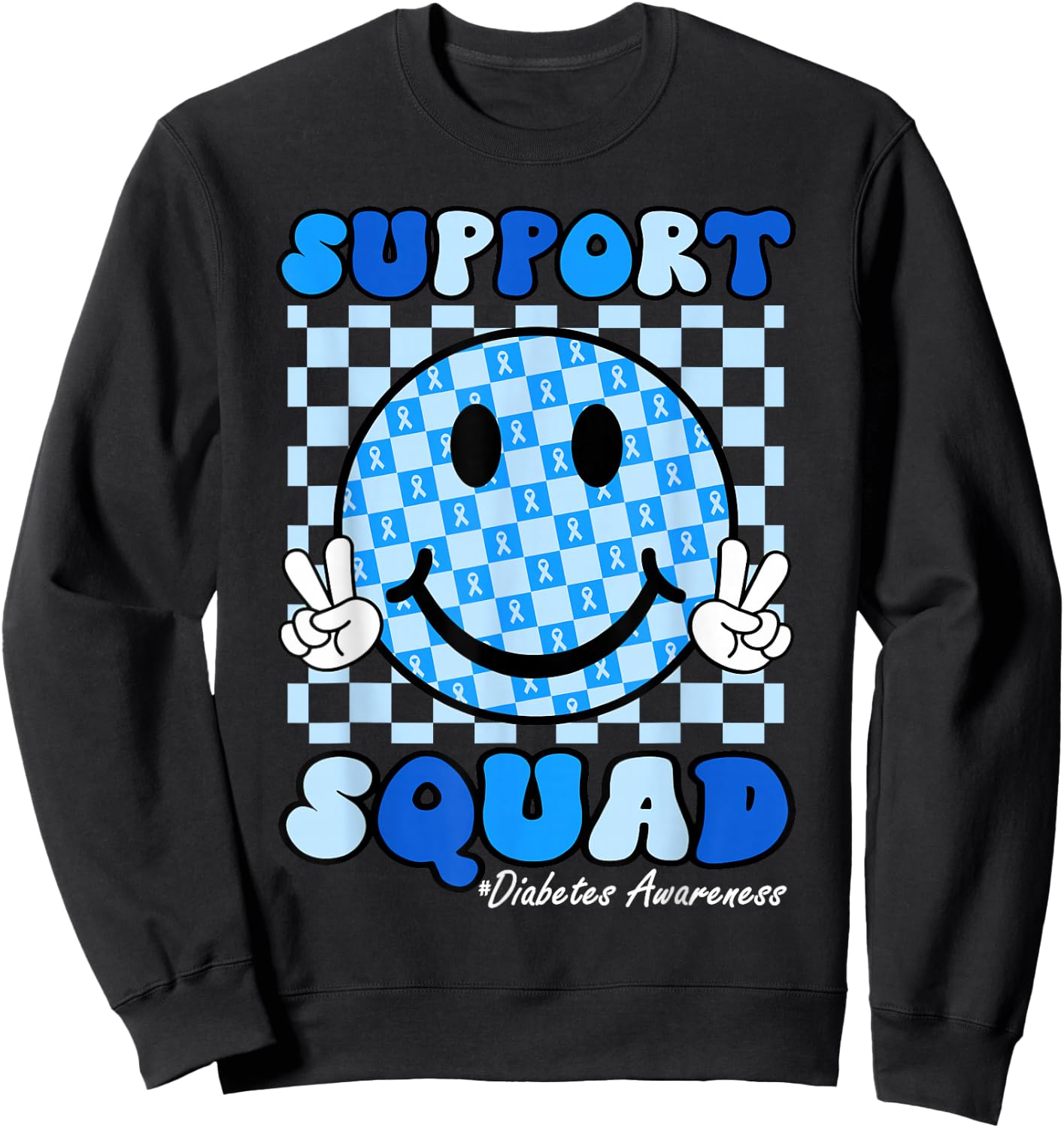 In November We Wear Blue Diabetes Awareness Support Squad Sweatshirt - Sweatshirt | Black