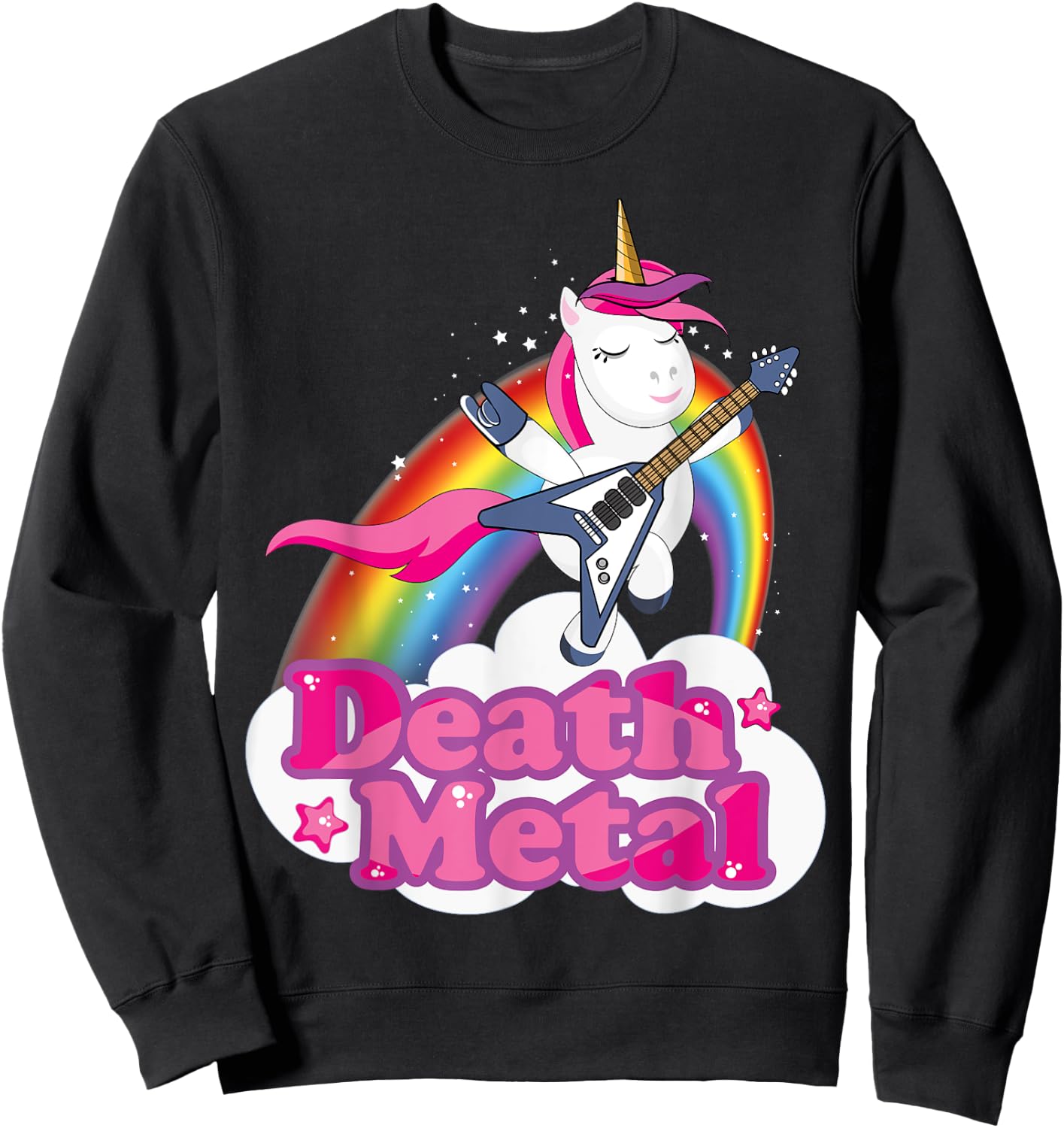 Cutte Heavy Metal Death Metal Unicorn Sweatshirt - Sweatshirt | Black