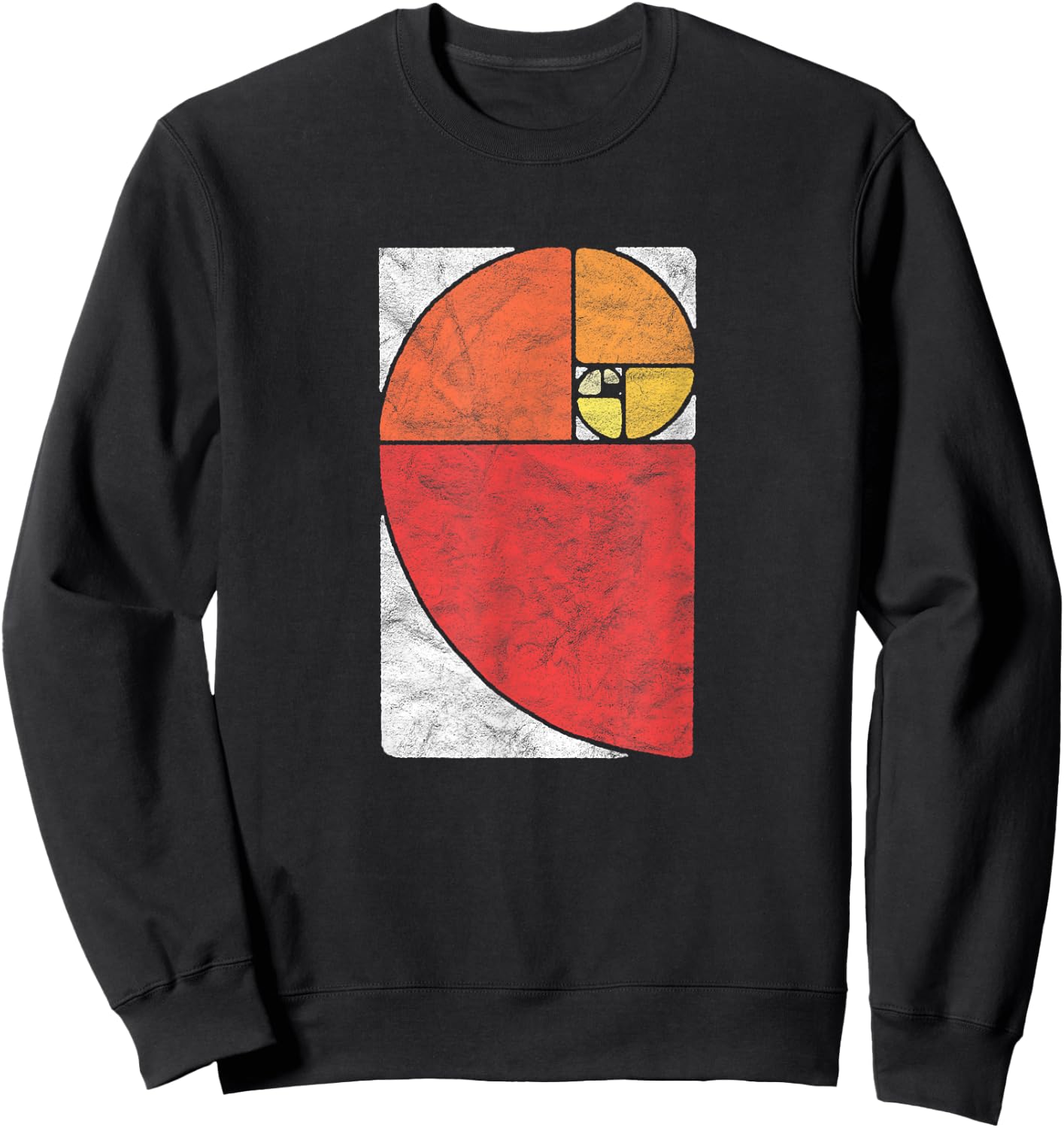 Vintage Fibonacci Sequence Golden Ratio Spiral Distressed Sweatshirt - Sweatshirt | Black