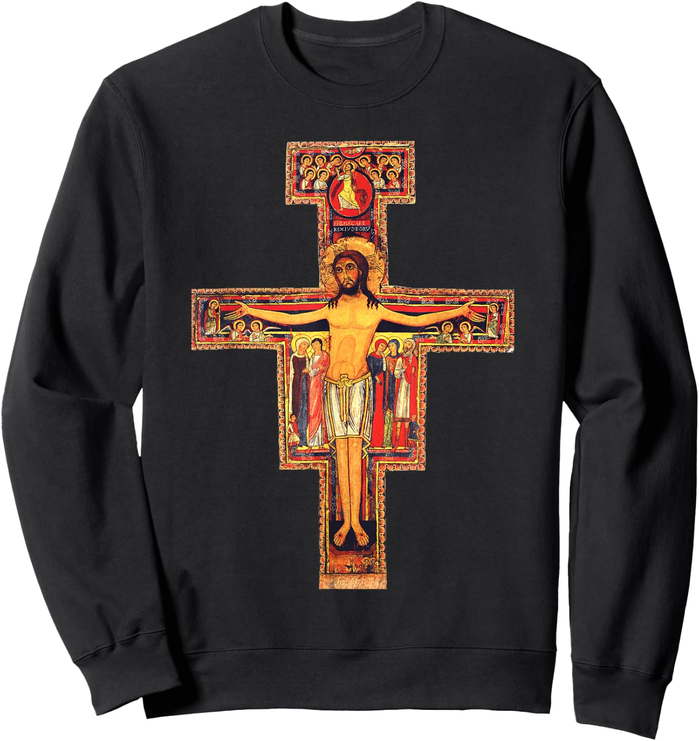 San Damiano Catholic Saint Cross Sweatshirt - Sweatshirt | Black