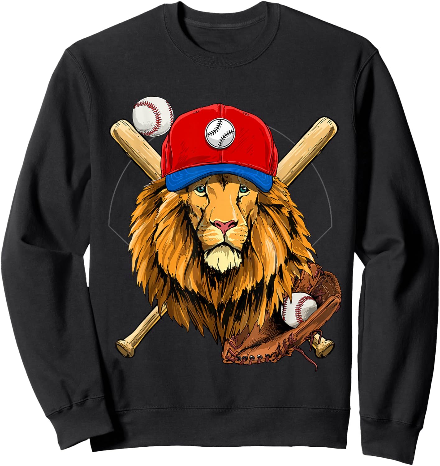Baseball Player Lion Lover Pitcher Catcher Baseball Coaches Sweatshirt - Sweatshirt | Black