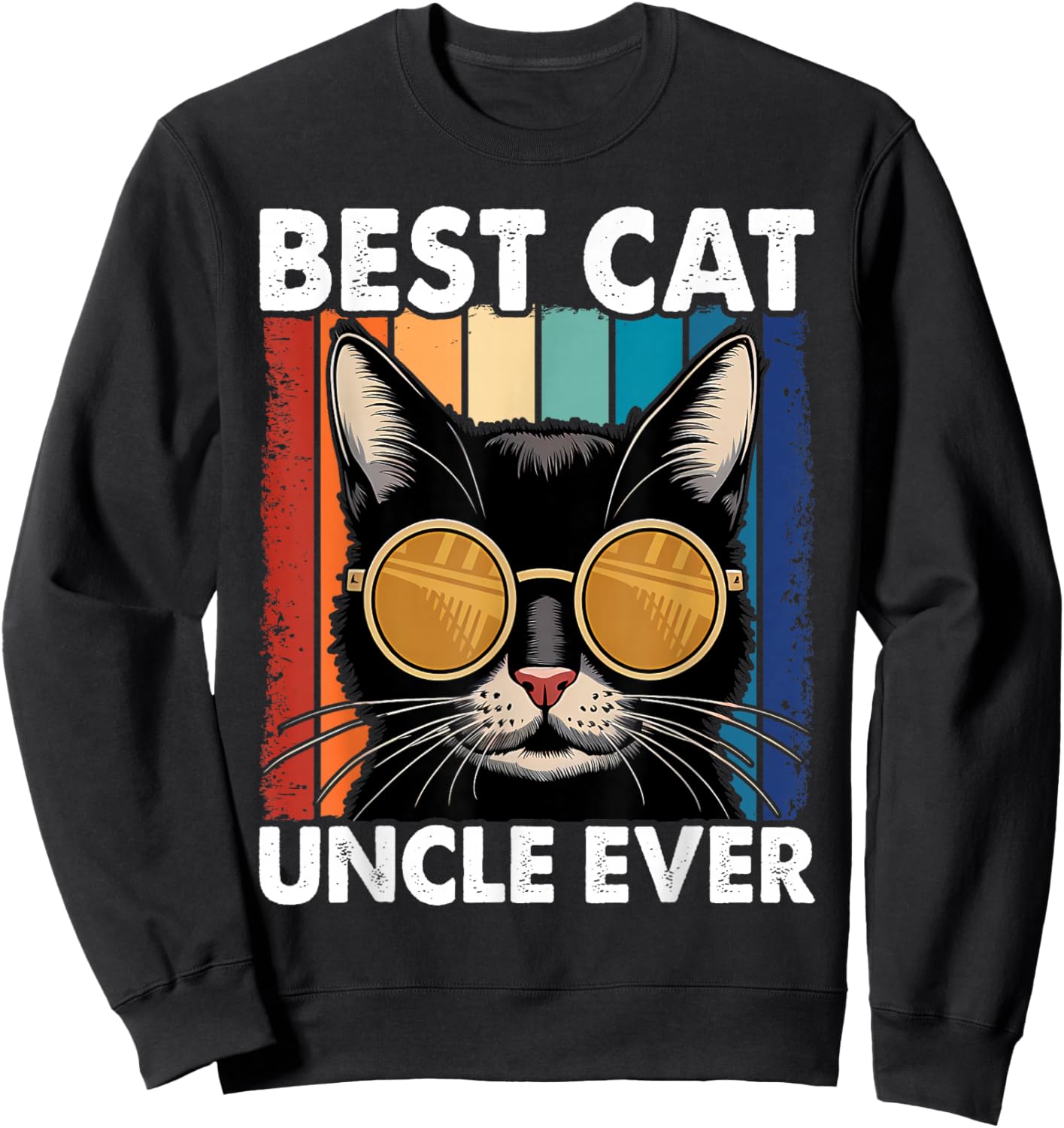 Best Cat Uncle Ever Men Cat Lover Black Cat Themed Funny Cat Sweatshirt - Sweatshirt | Black