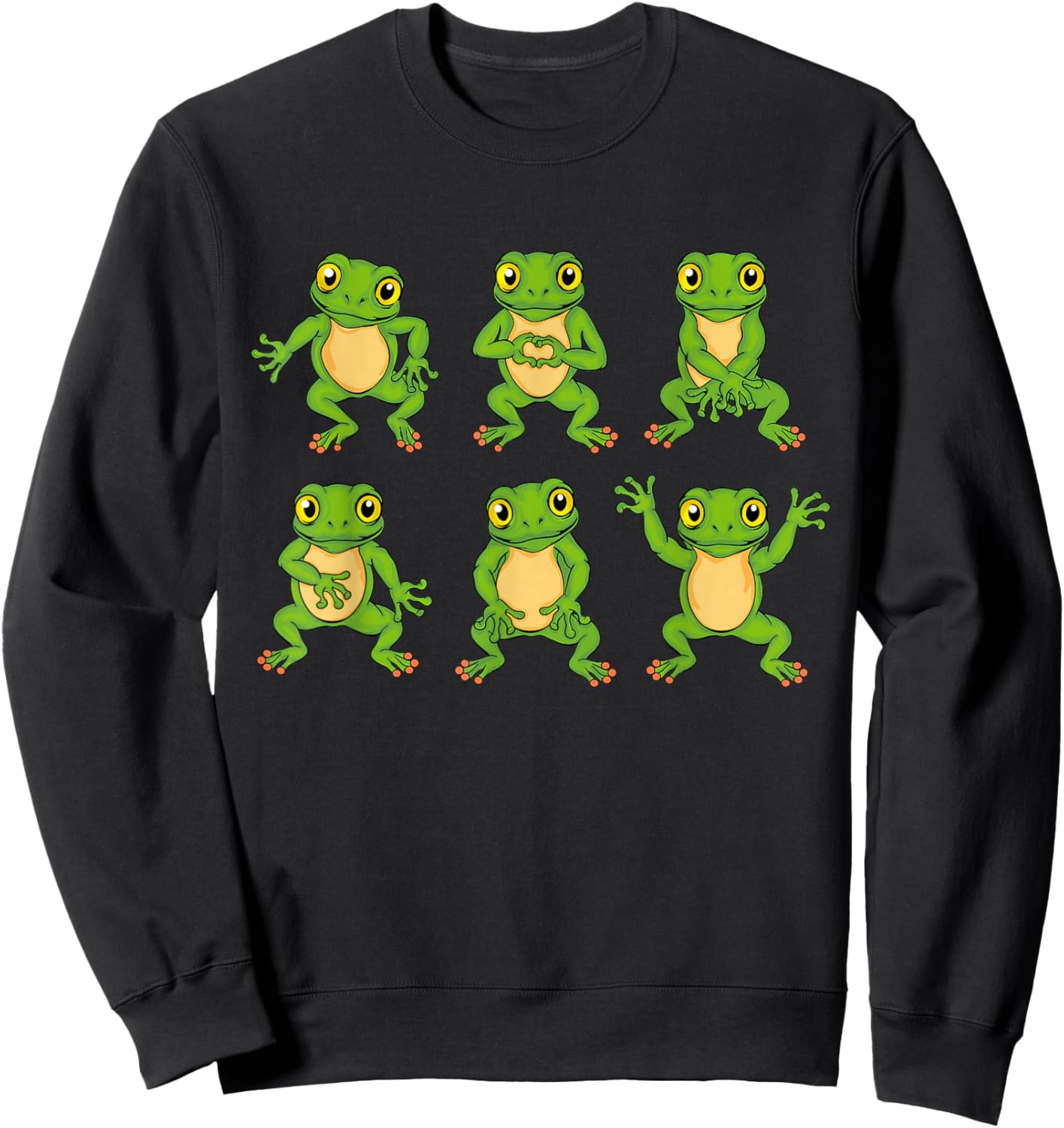 Frog Lovers Children Cute Dancing Frogs Sweatshirt - Sweatshirt | Black