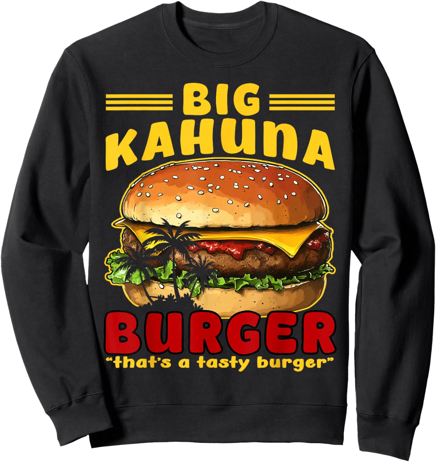 Retro Burger Kingpin Tasty Grill Graphic Cool Food Sweatshirt - Sweatshirt | Black