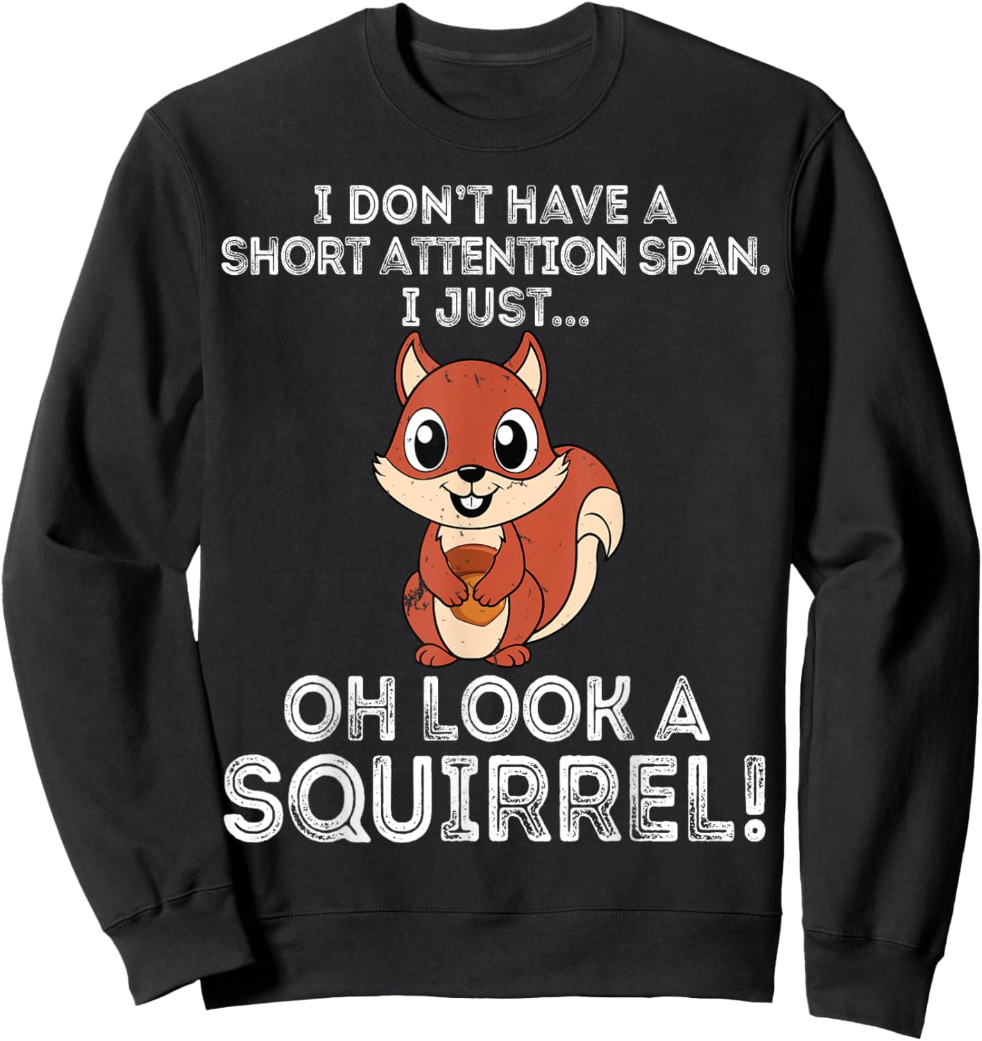 Funny ADHD Squirrel Design Women Chipmunk Pet Lovers Sweatshirt - Sweatshirt | Black