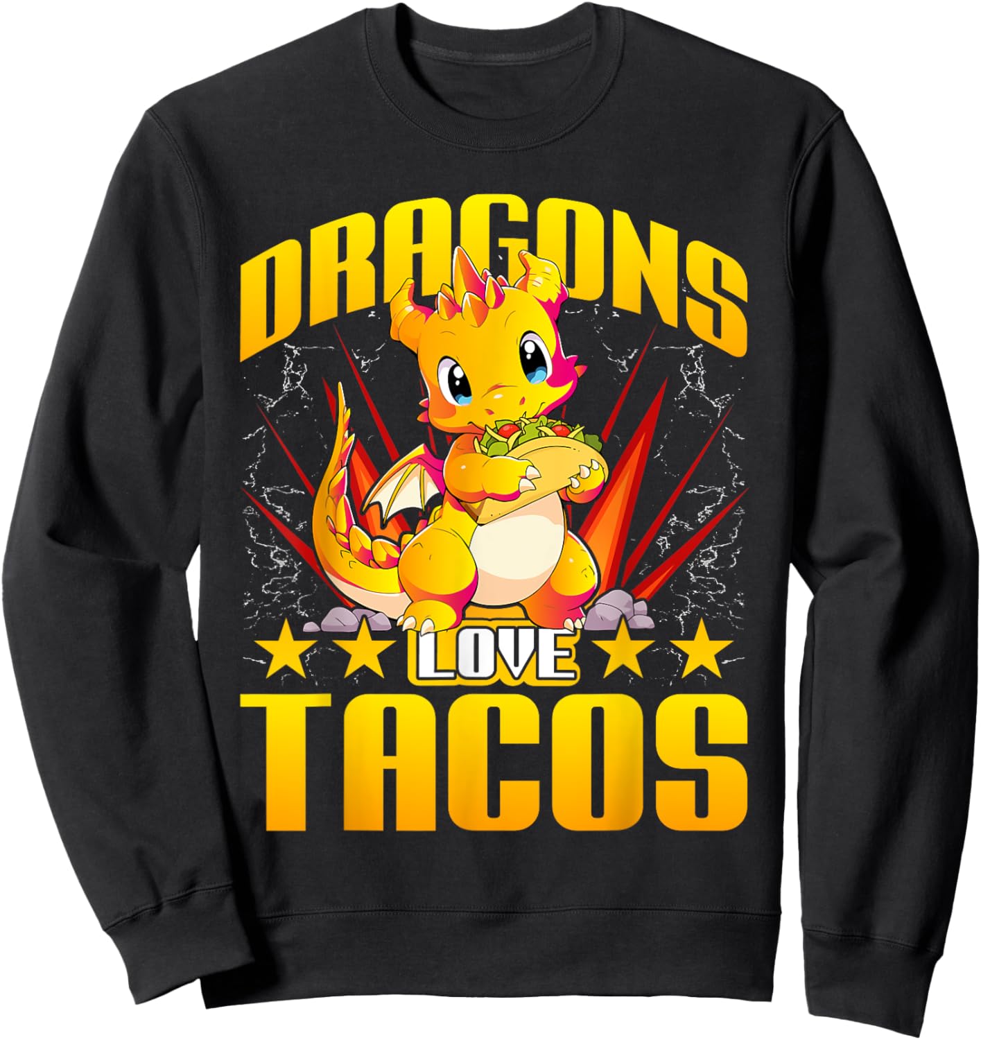 Dragons Love Tacos Shirt Adult Kids Dragon Lovers Sweatshirt - Sweatshirt | Black