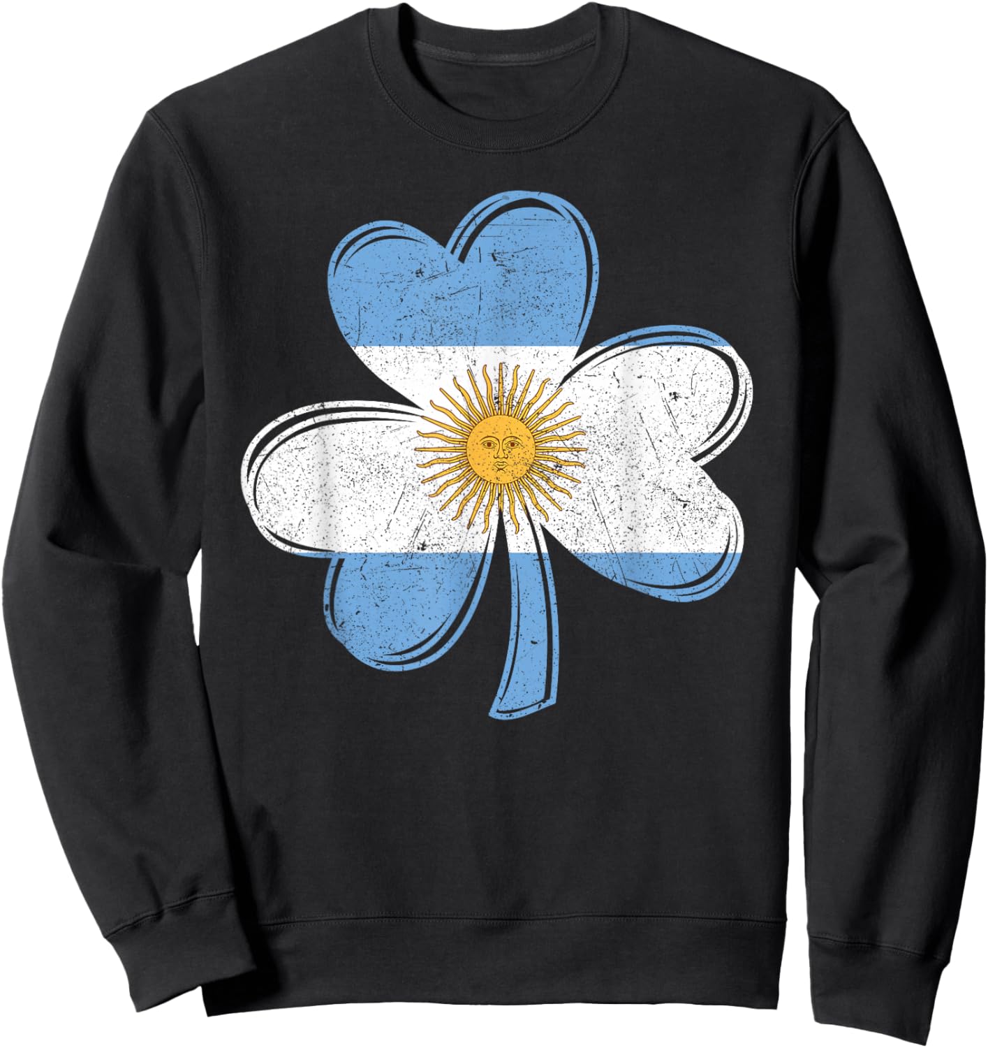 Argentina Flag Shamrock Irish Patriotic Patricks Day Retro Sweatshirt - Sweatshirt | Black