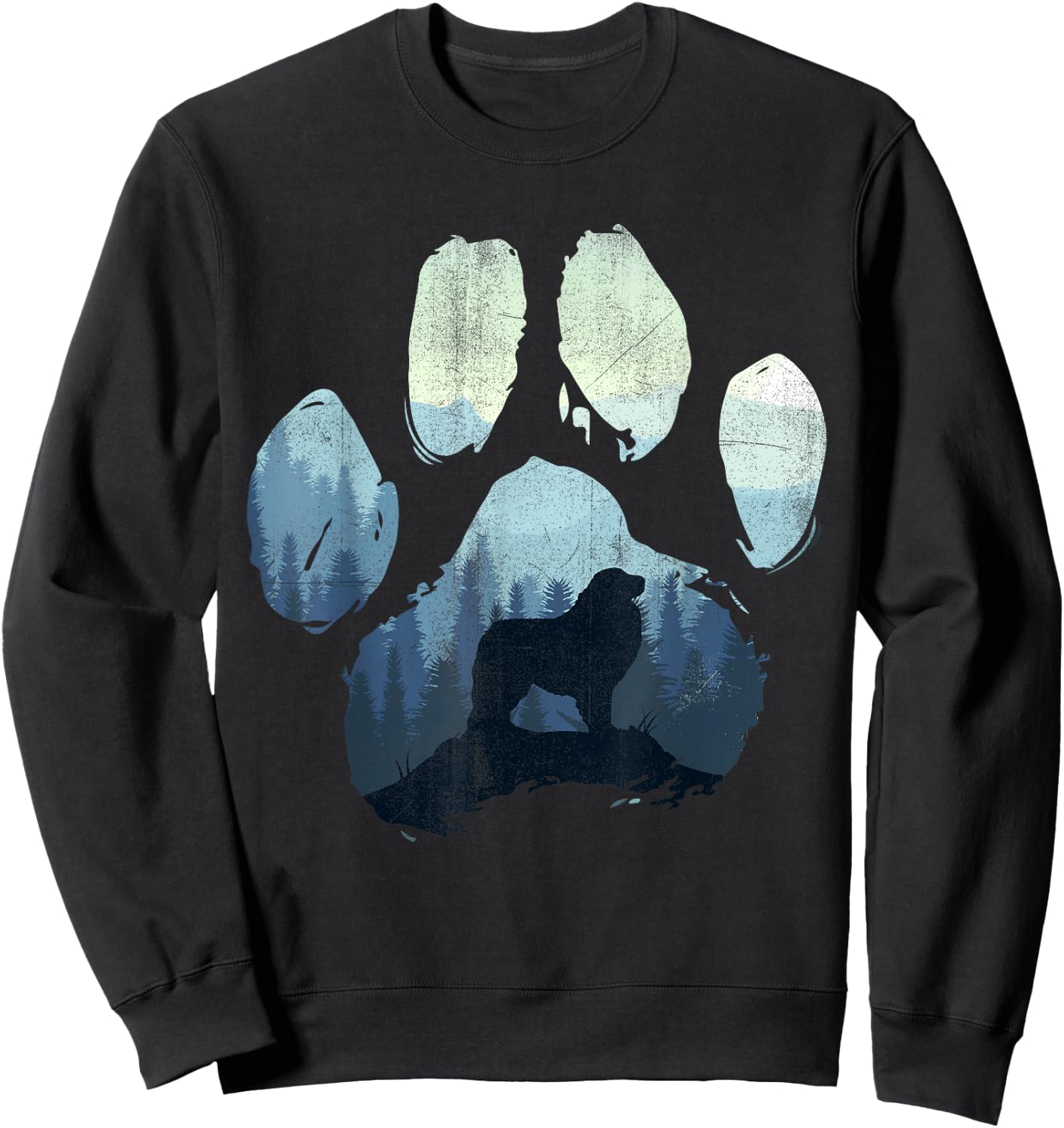 Great Pyrenees Dog Paw Mom Dad Mountains Sweatshirt - Sweatshirt | Black