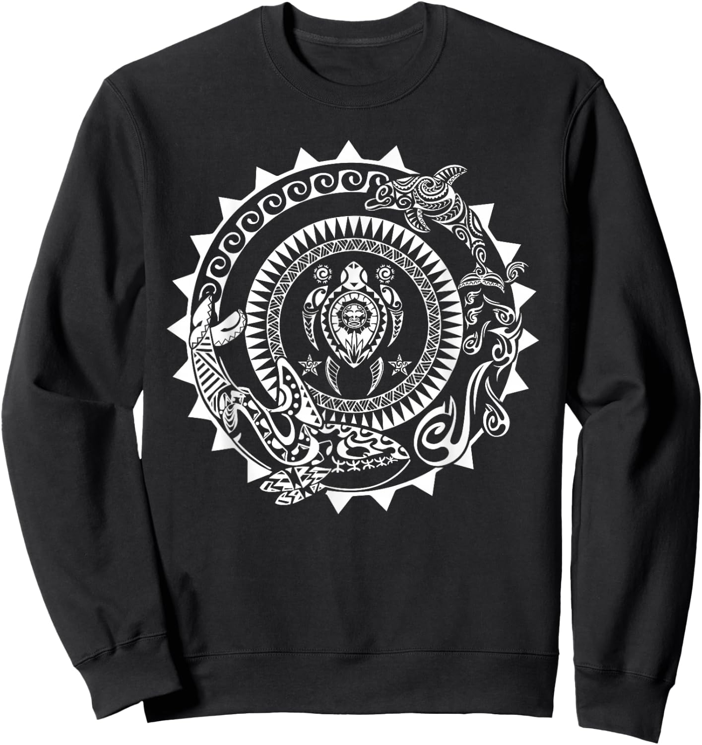 Maori Polynesian Tattoo Orca Dolphin Turtle Scuba Diving Sweatshirt - Sweatshirt | Black