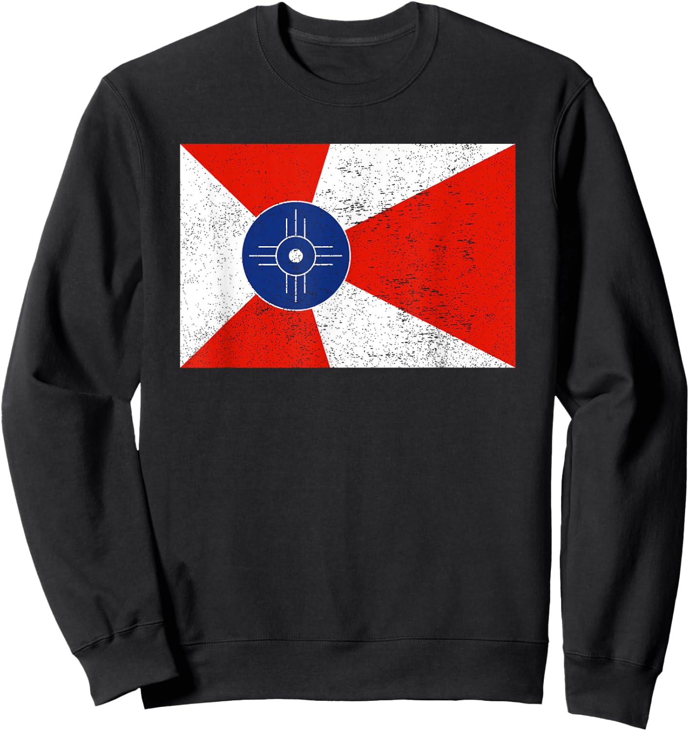 Retro Vintage Distressed Wichita Flag Kansas Home Pride Sweatshirt - Sweatshirt | Black
