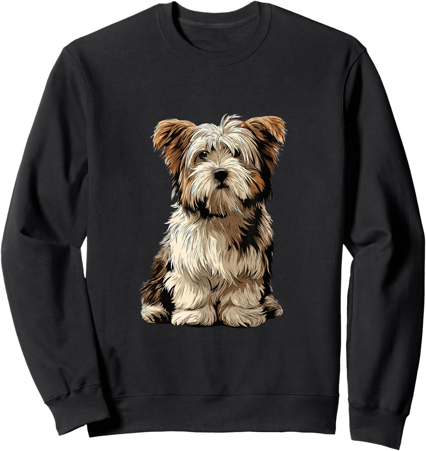 Biewer Terrier Dog Illustration Sweatshirt - Sweatshirt | Black
