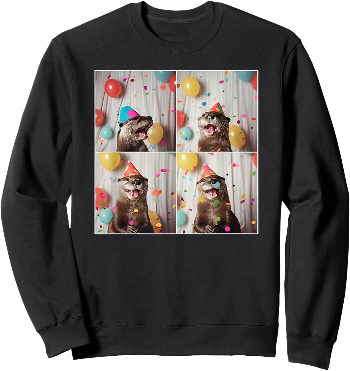 Cute Otter Face River Animal Colorful Sea Otter Birthday Sweatshirt - Sweatshirt | Black