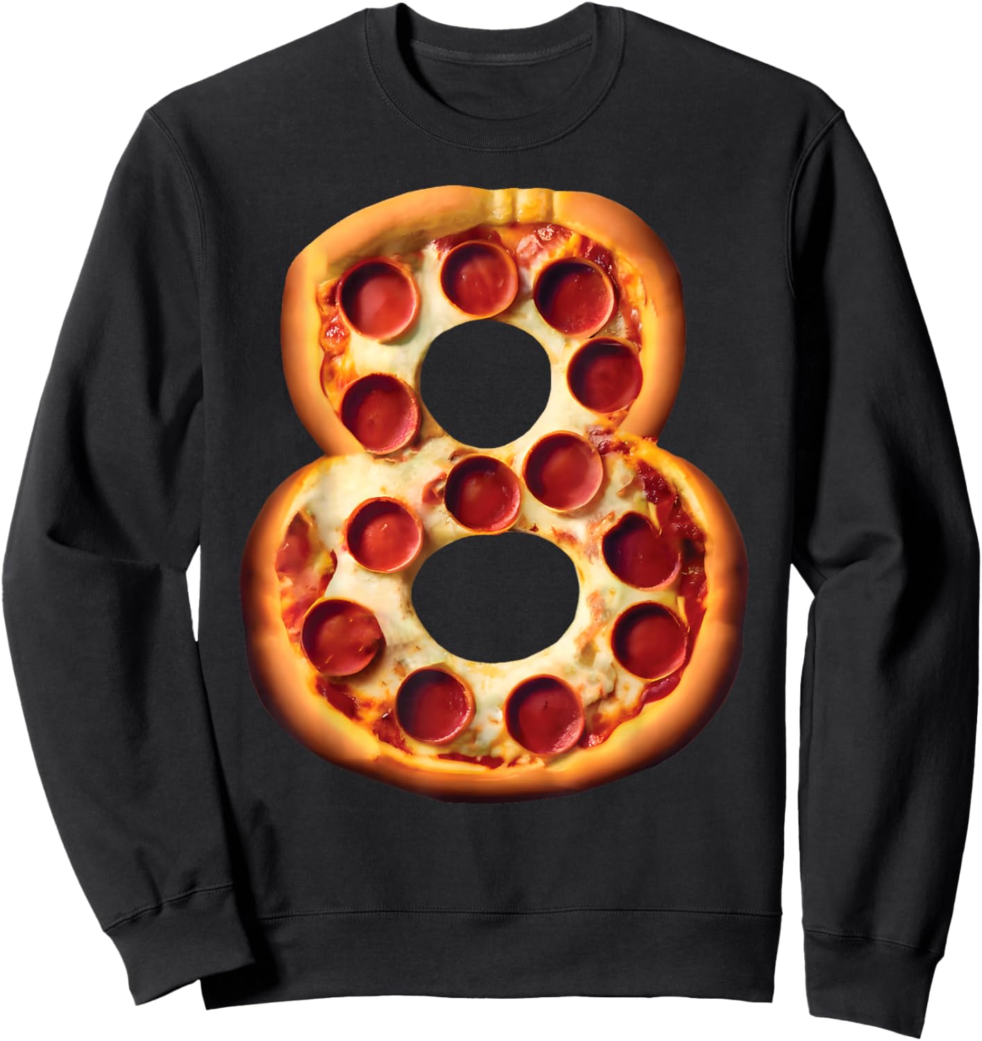 8th Birthday Pizza Party Boys Cheese Kids Pie Eight Bday Boy Sweatshirt - Sweatshirt | Black