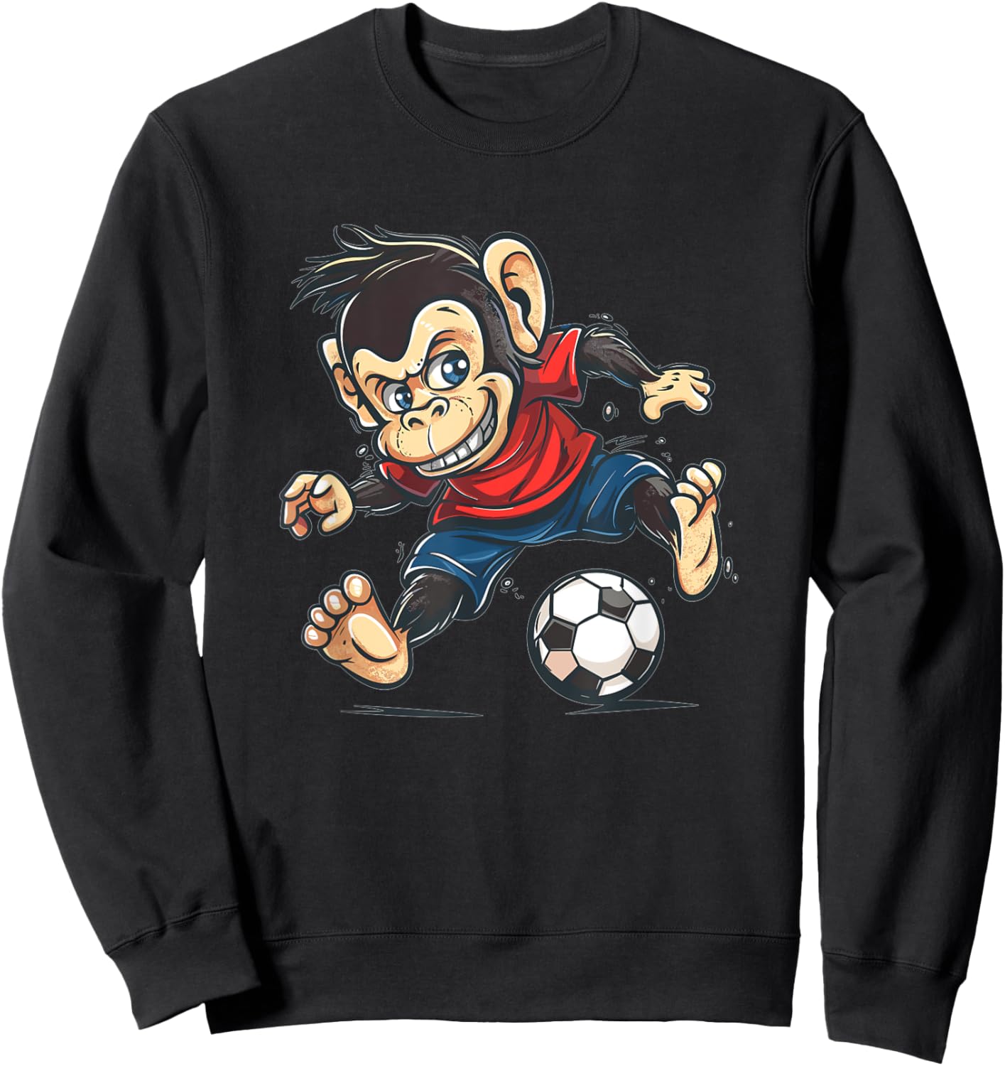 Cute Monkey Soccer Sweatshirt - Sweatshirt | Black
