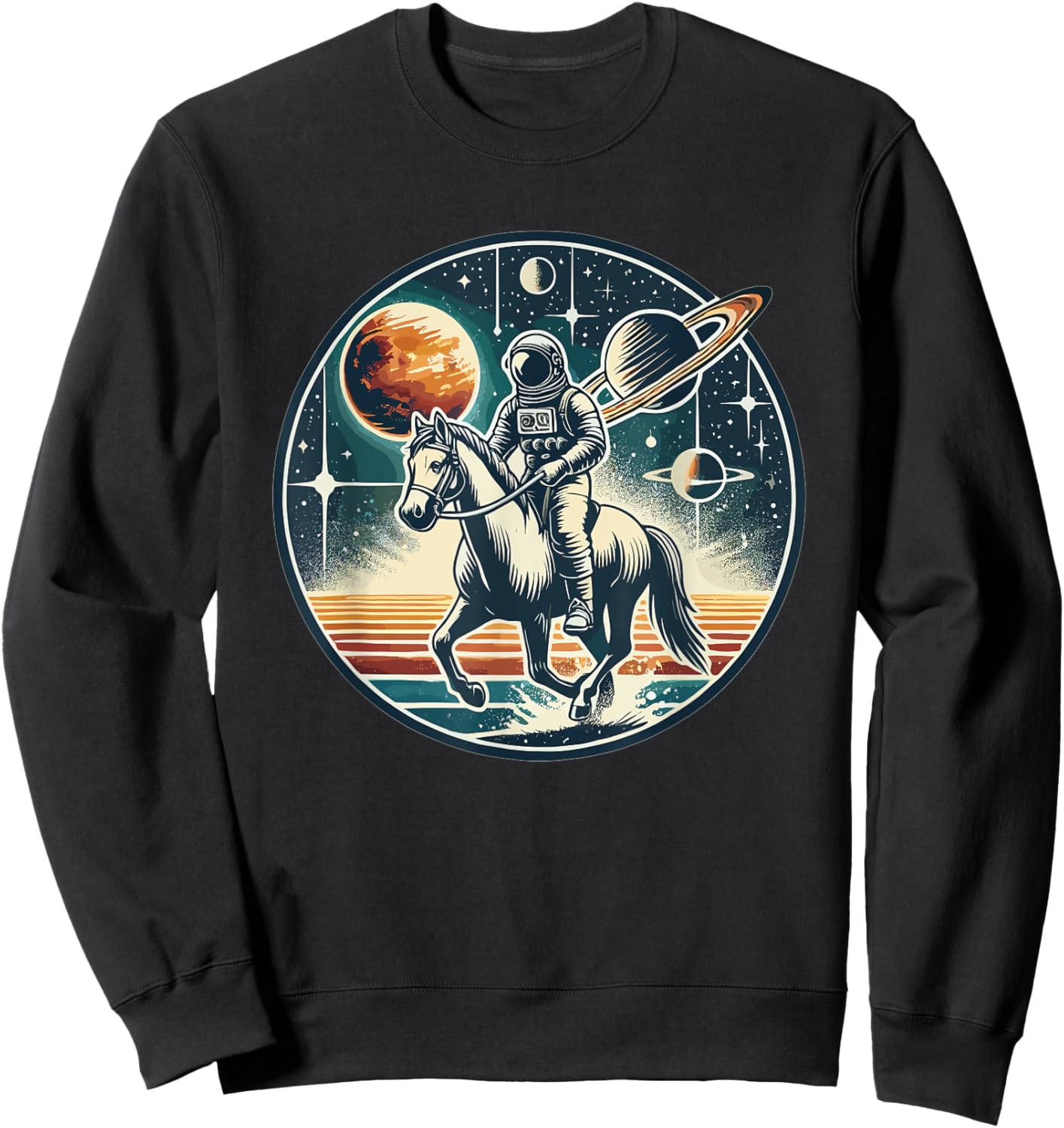 Space Cowboy Astronaut Riding Horse Cosmic Western Sci-Fi Sweatshirt - Sweatshirt | Black
