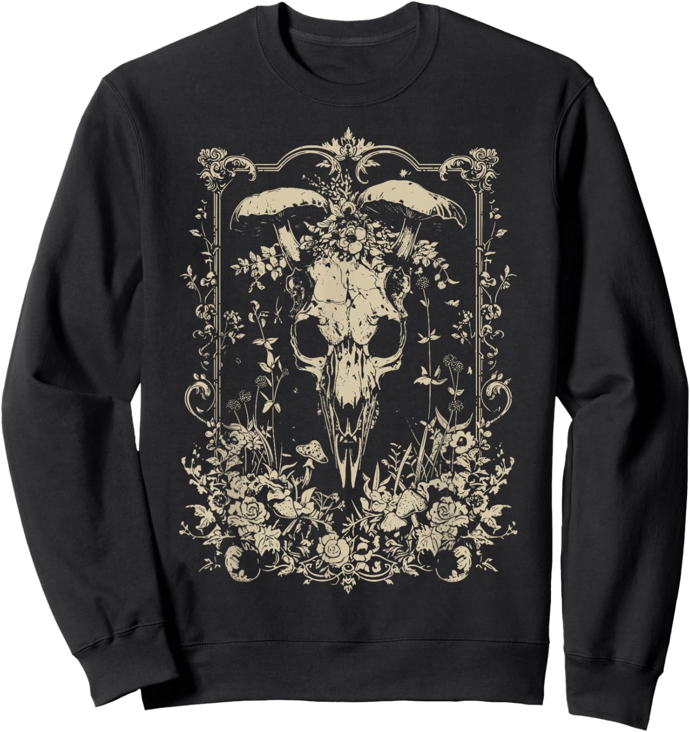 Wolf Skull | Dark Academia Witchy Wicca Witchcore Crowcore Sweatshirt - Sweatshirt | Black