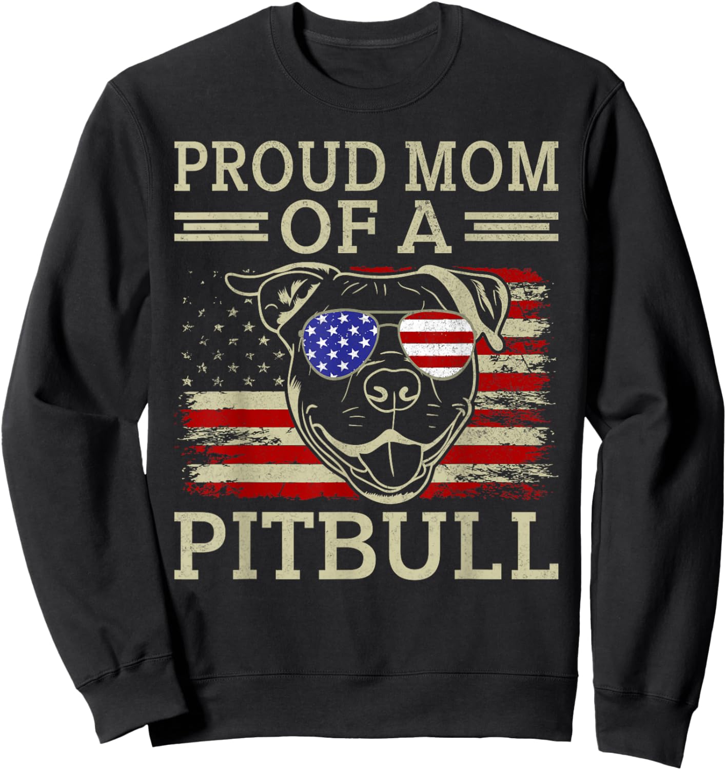 Proud Mom of a Pitbull Mom Pitbull Sweatshirt - Sweatshirt | Black