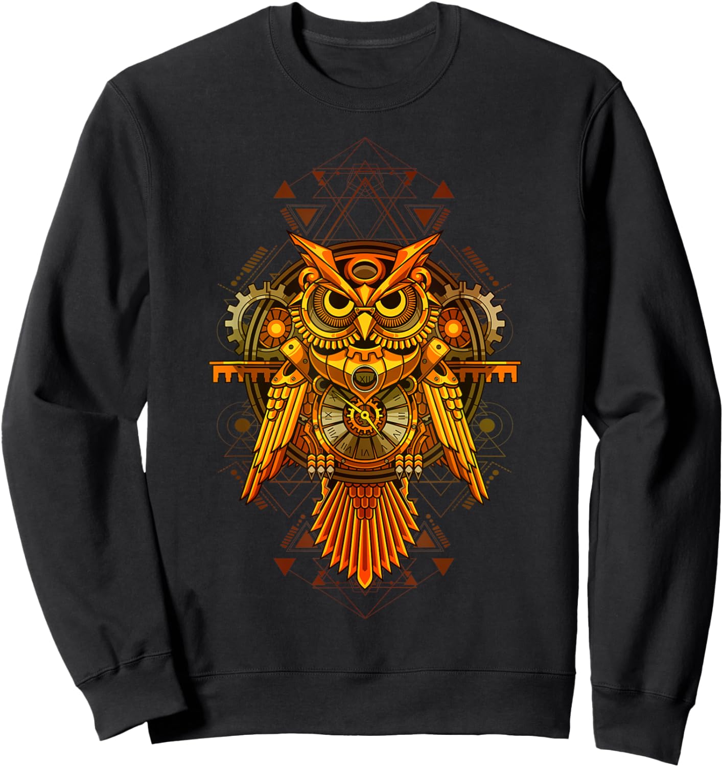 Mechanical Steampunk Owl. Sweatshirt - Sweatshirt | Black