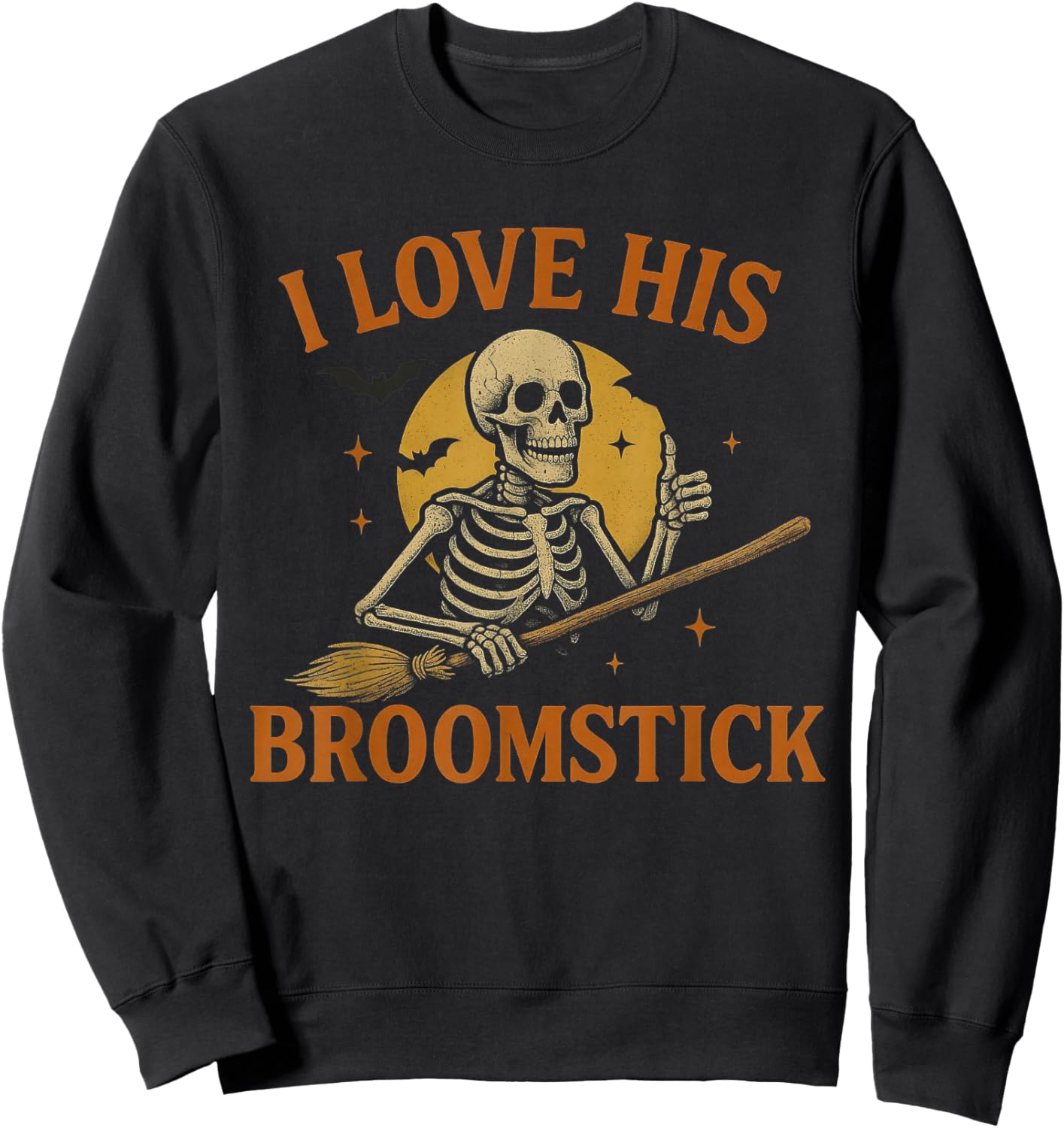 I Like Her Pumpkins I Like His Broomstick Halloween Couples Sweatshirt - Sweatshirt | Black