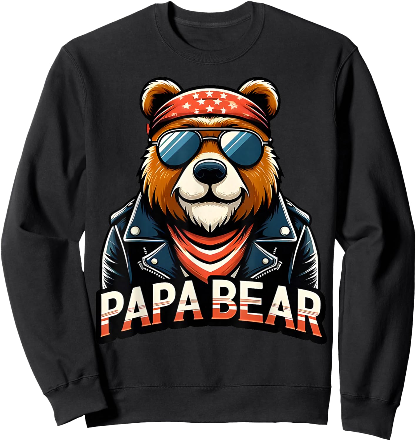 Papa Bear Shirt Fathers Day Gift Patriotic Proud Best Dad Sweatshirt - Sweatshirt | Black