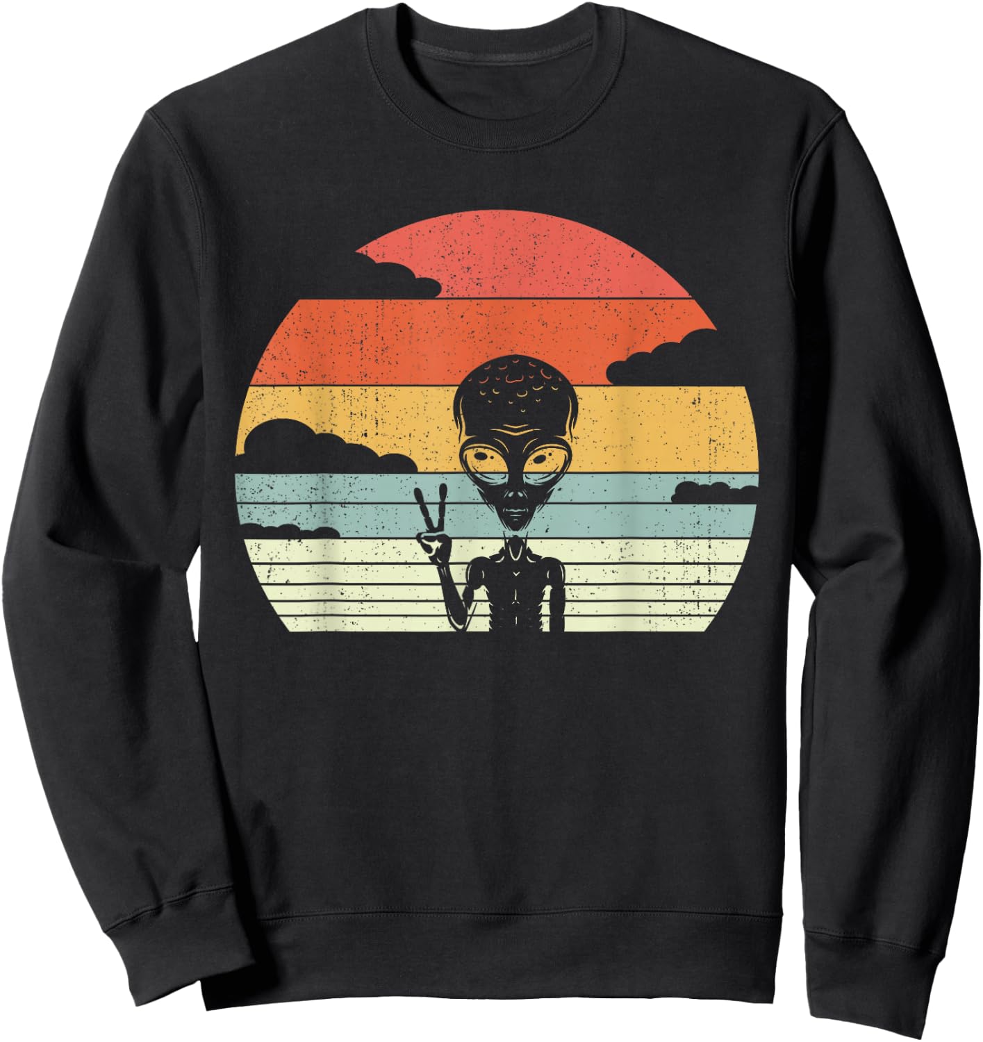 Retro Alien Extraterrestrial Space - Vintage Alien Sweatshirt - Sweatshirt | Black