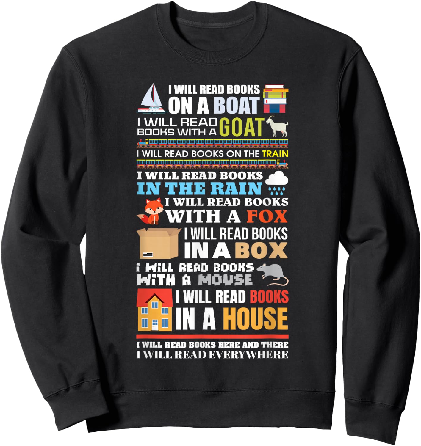 I Will Read Books On a Boat Reading Gift Readers Sweatshirt - Sweatshirt | Black