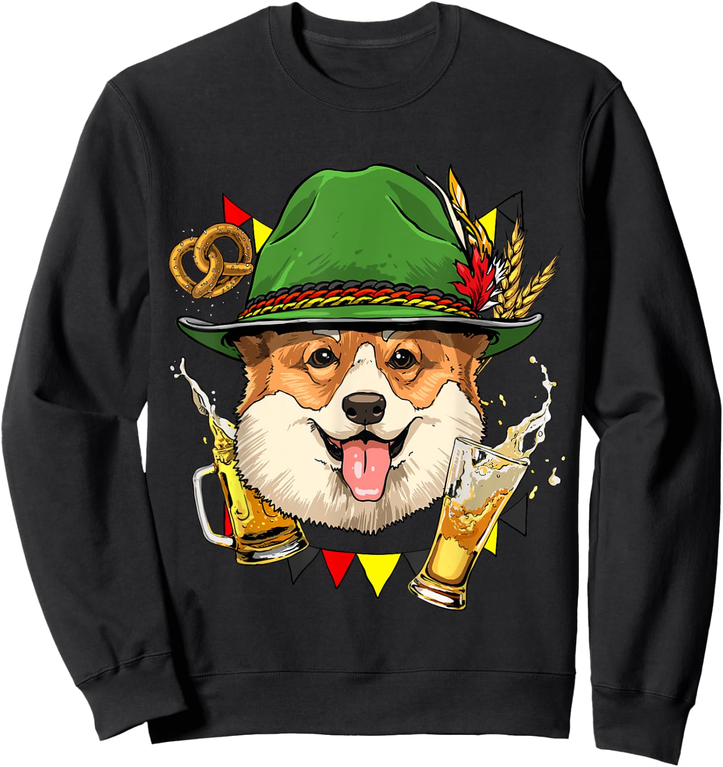 Oktoberfest Corgi Dog Germany Beer Fest German Corgi Lover Sweatshirt - Sweatshirt | Black