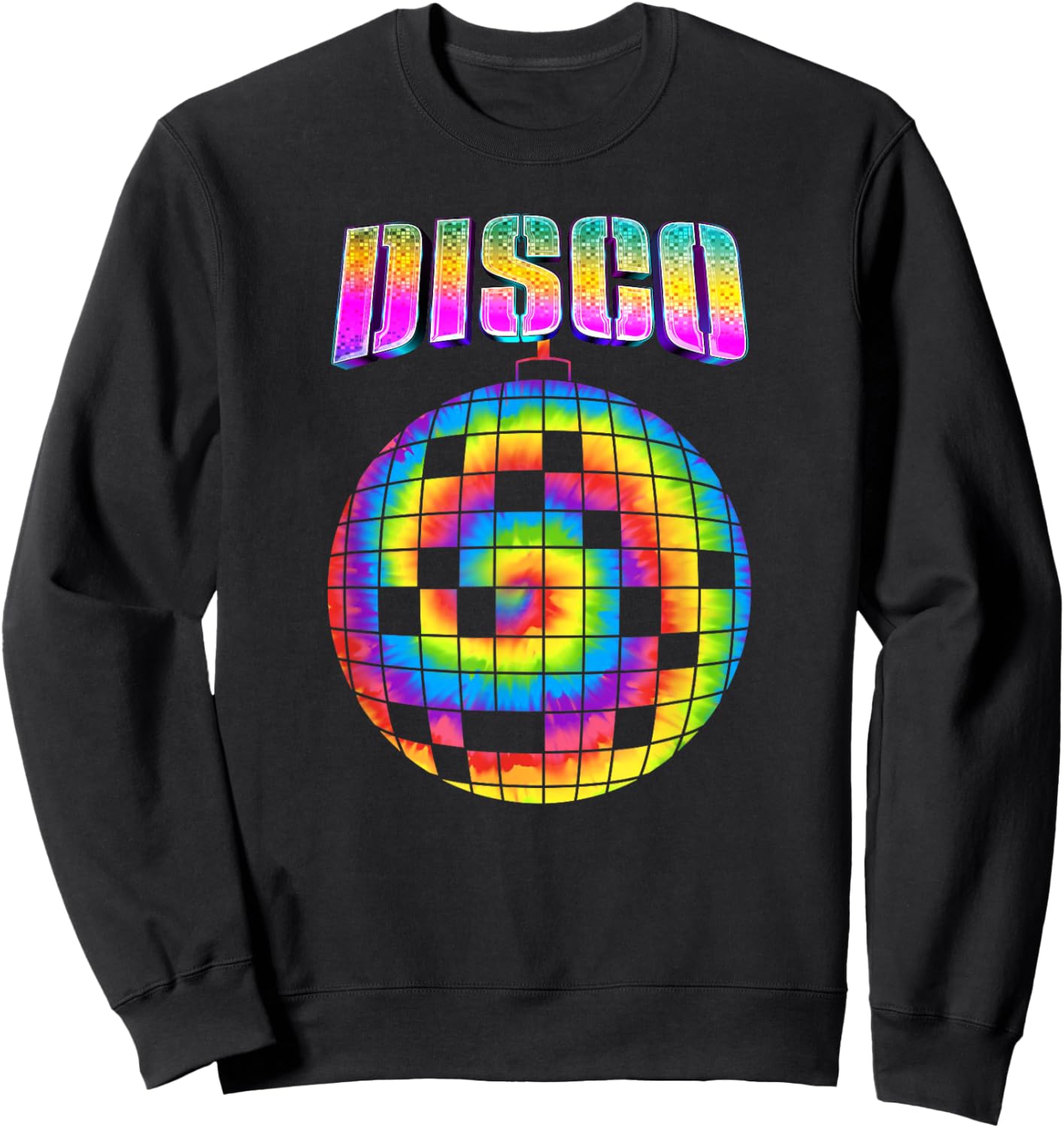Tie Dye Disco Ball Hippie Gifts Funny Disco Music Lover Sweatshirt - Sweatshirt | Black