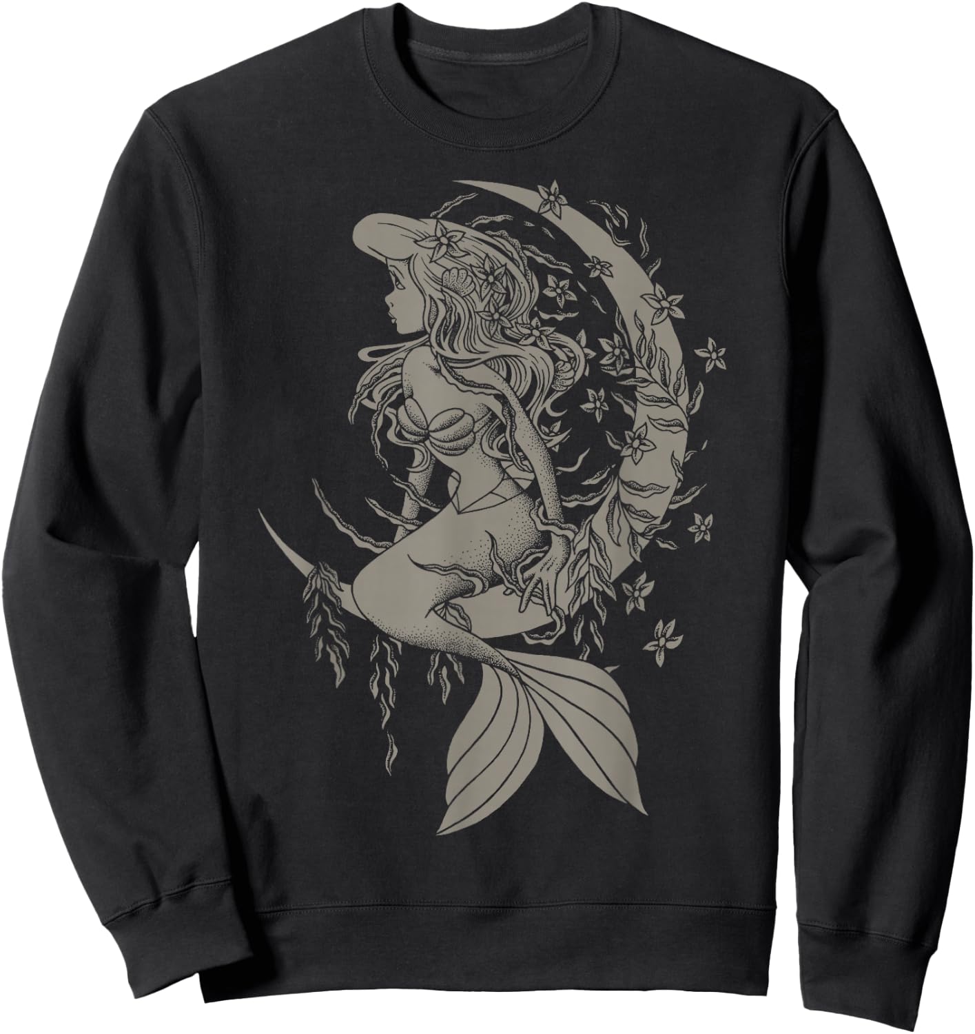 Disney Little Mermaid Ariel Tattoo Style Portrait Sweatshirt - Sweatshirt | Black